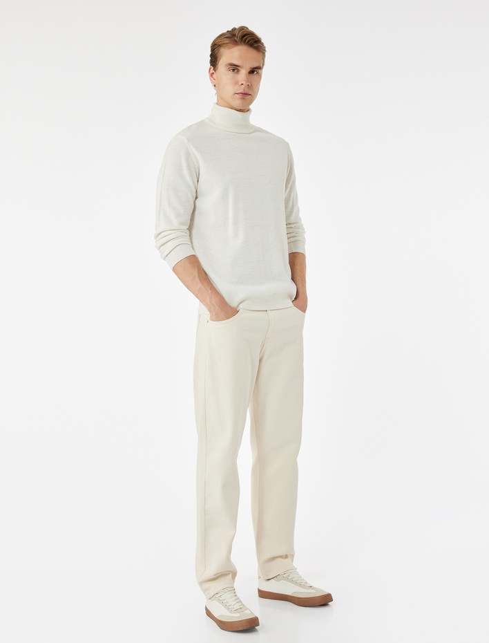  Uzun Kollu Basic Balıkçı Yaka Triko Kazak