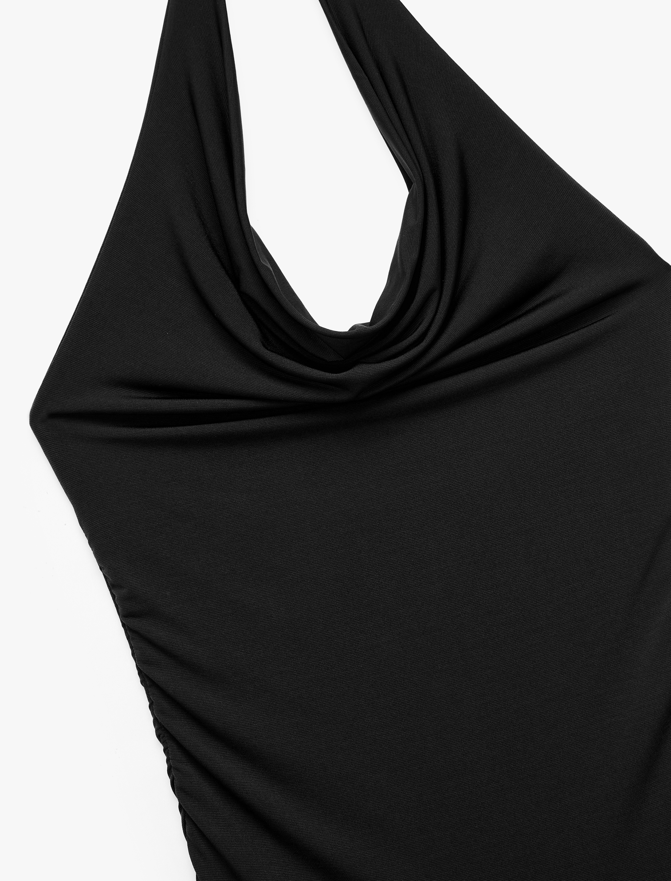   Rahat Kalıp Kolsuz Degaje Yaka Asimetrik Midi Elbise