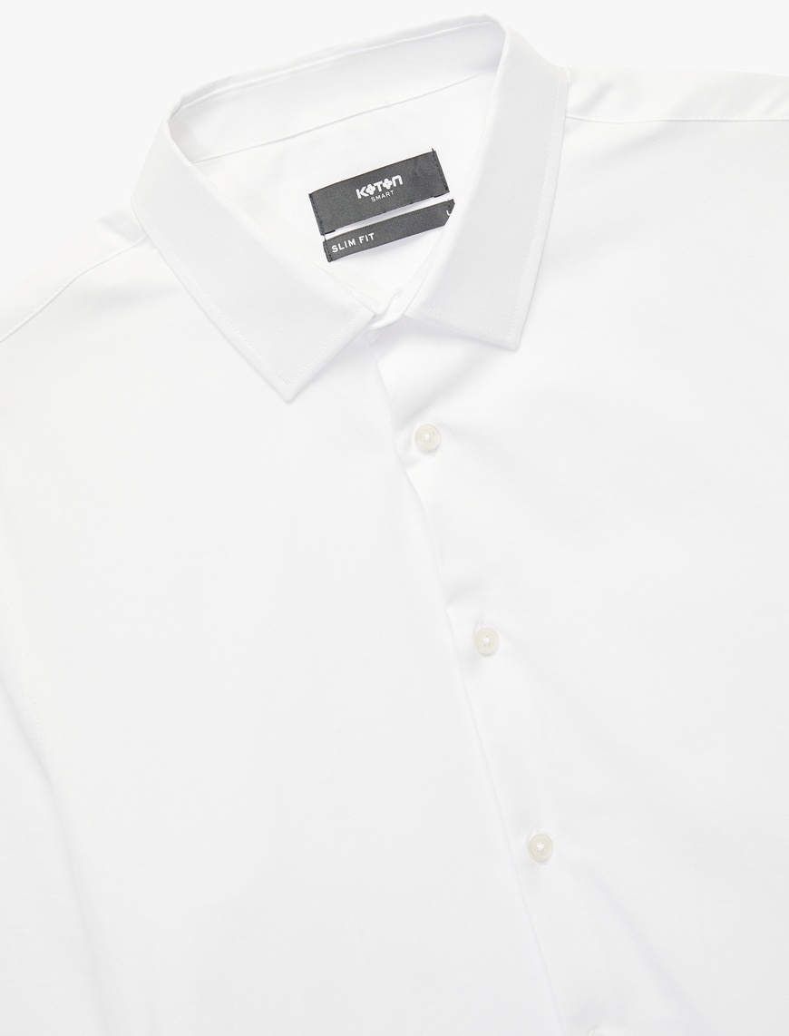   Slim Fit Yarım İtalyan Yaka Uzun Kollu Gömlek