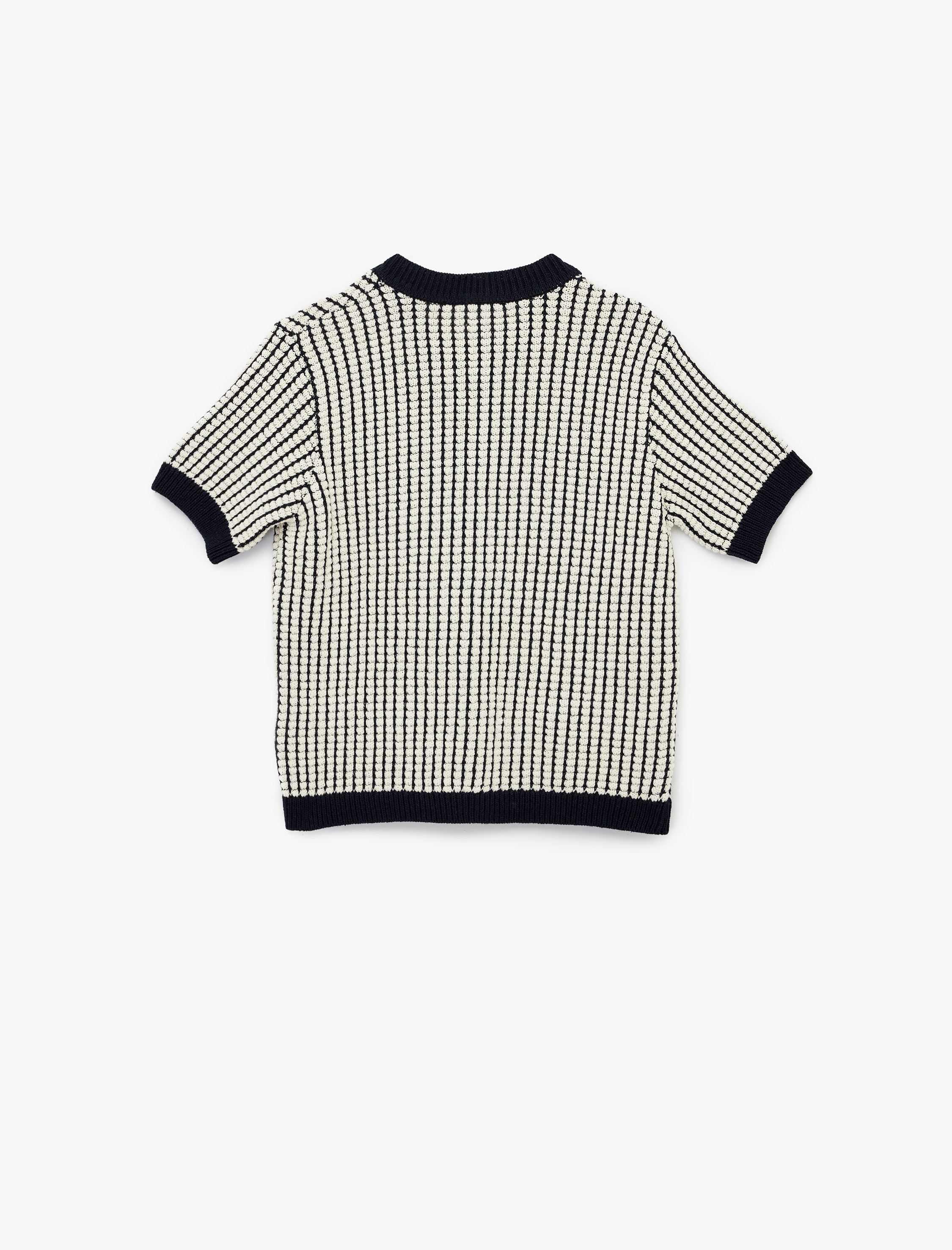   Düğmeli Cep Detaylı Bisiklet Yaka Kısa Kollu Triko Hırka