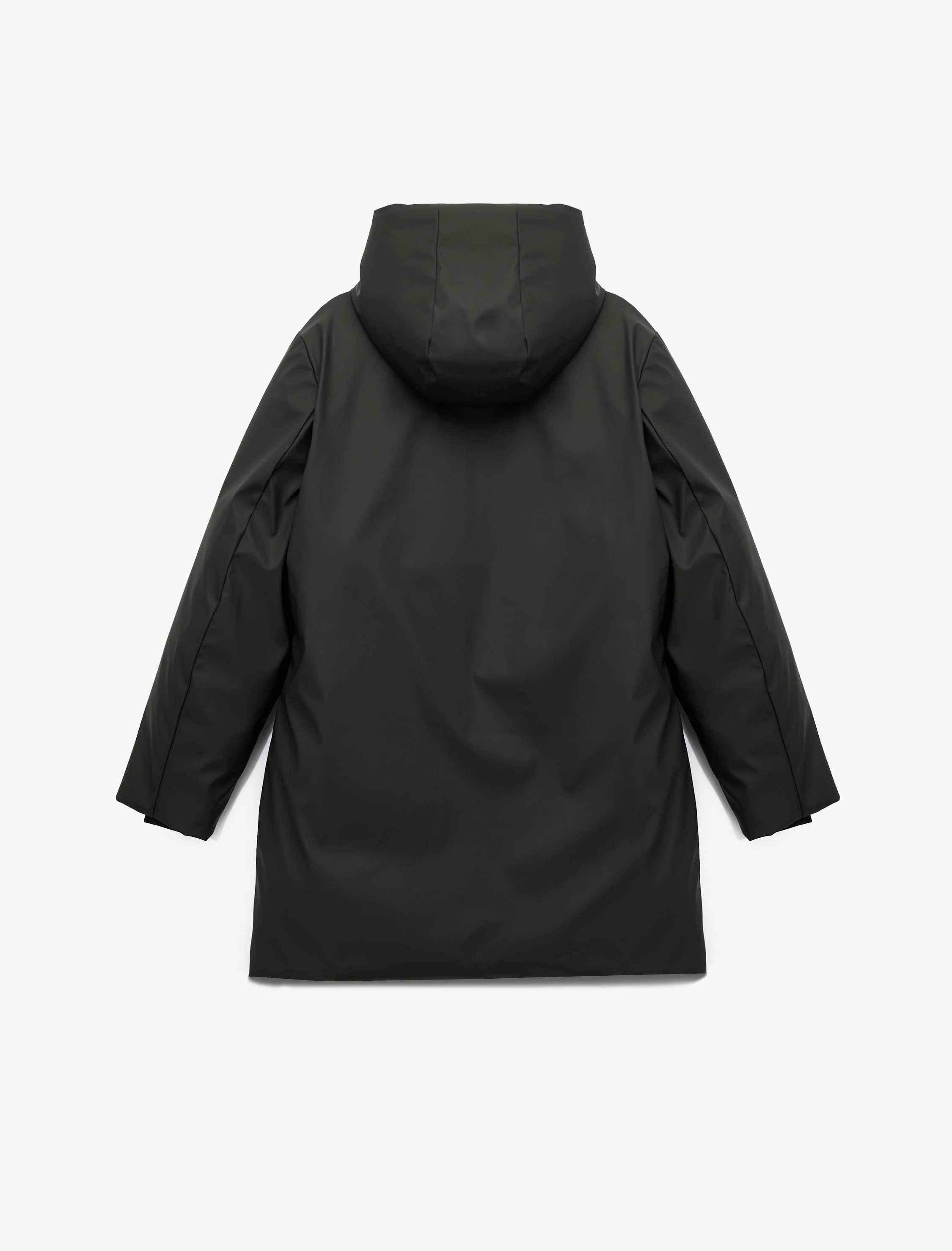   Kapüşonlu Su İtici Uzun Kollu Fermuarlı Cep Detaylı Anorak Mont