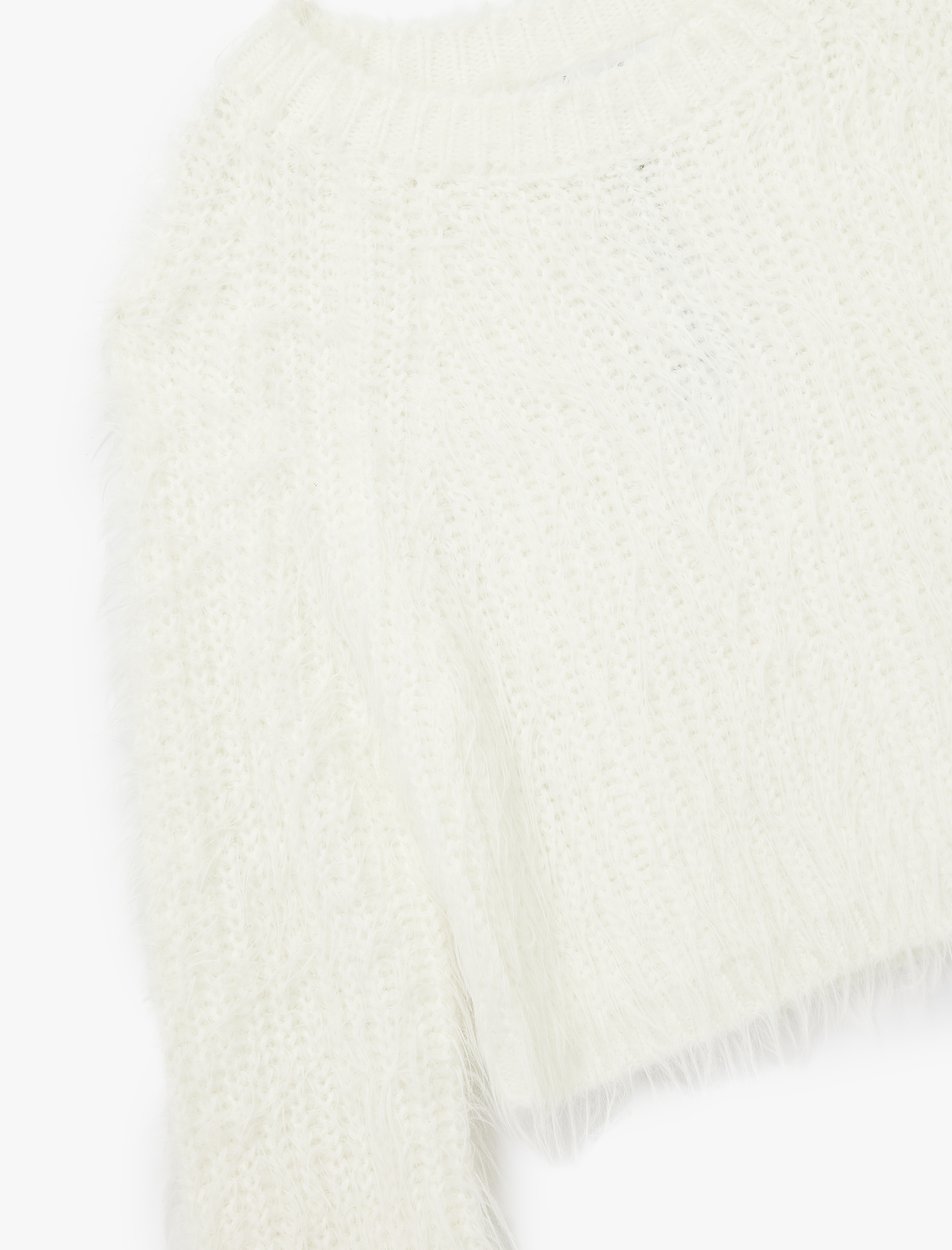   Bisiklet Yaka Uzun Kollu Peluş Crop Kazak