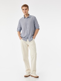 Regular Fit Pamuklu Klasik Yaka Uzun Kollu Gömlek