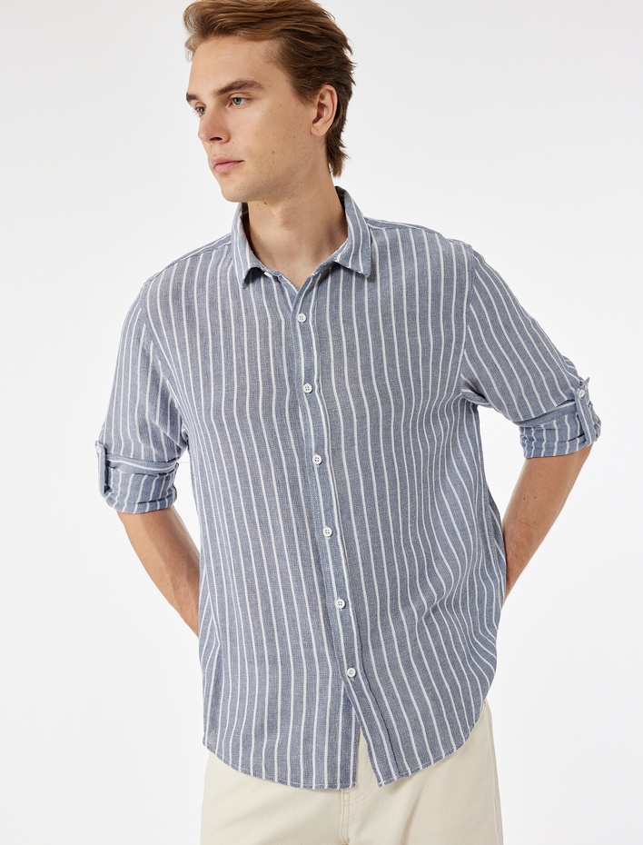  Regular Fit Pamuklu Klasik Yaka Uzun Kollu Gömlek