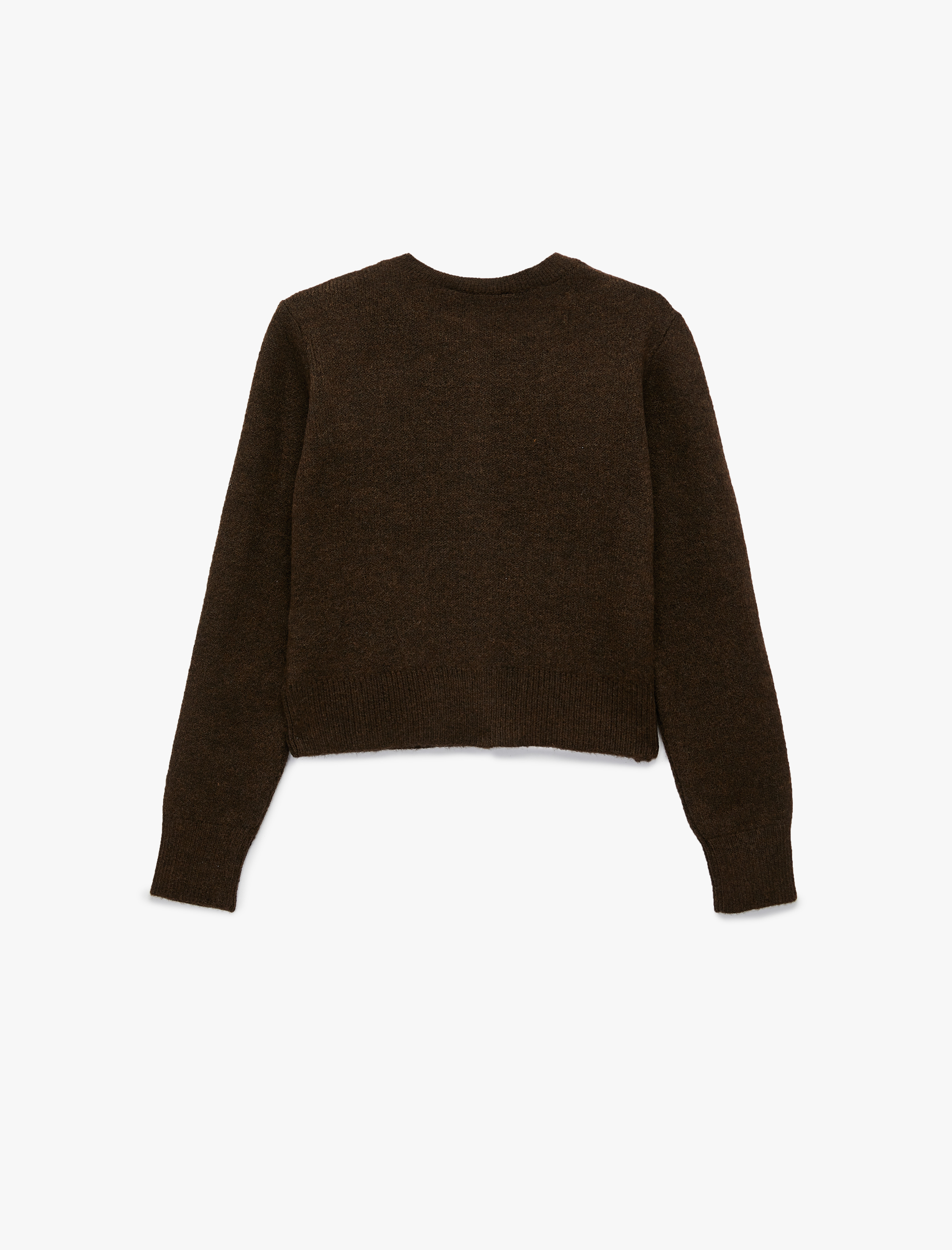   Uzun Kollu Bisiklet Yaka Cep Detaylı Düğmeli Hırka