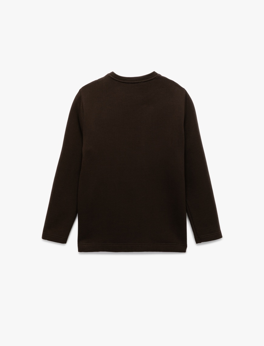  Uzun Kollu Pamuklu Bisiklet Yaka Basic Sweatshirt