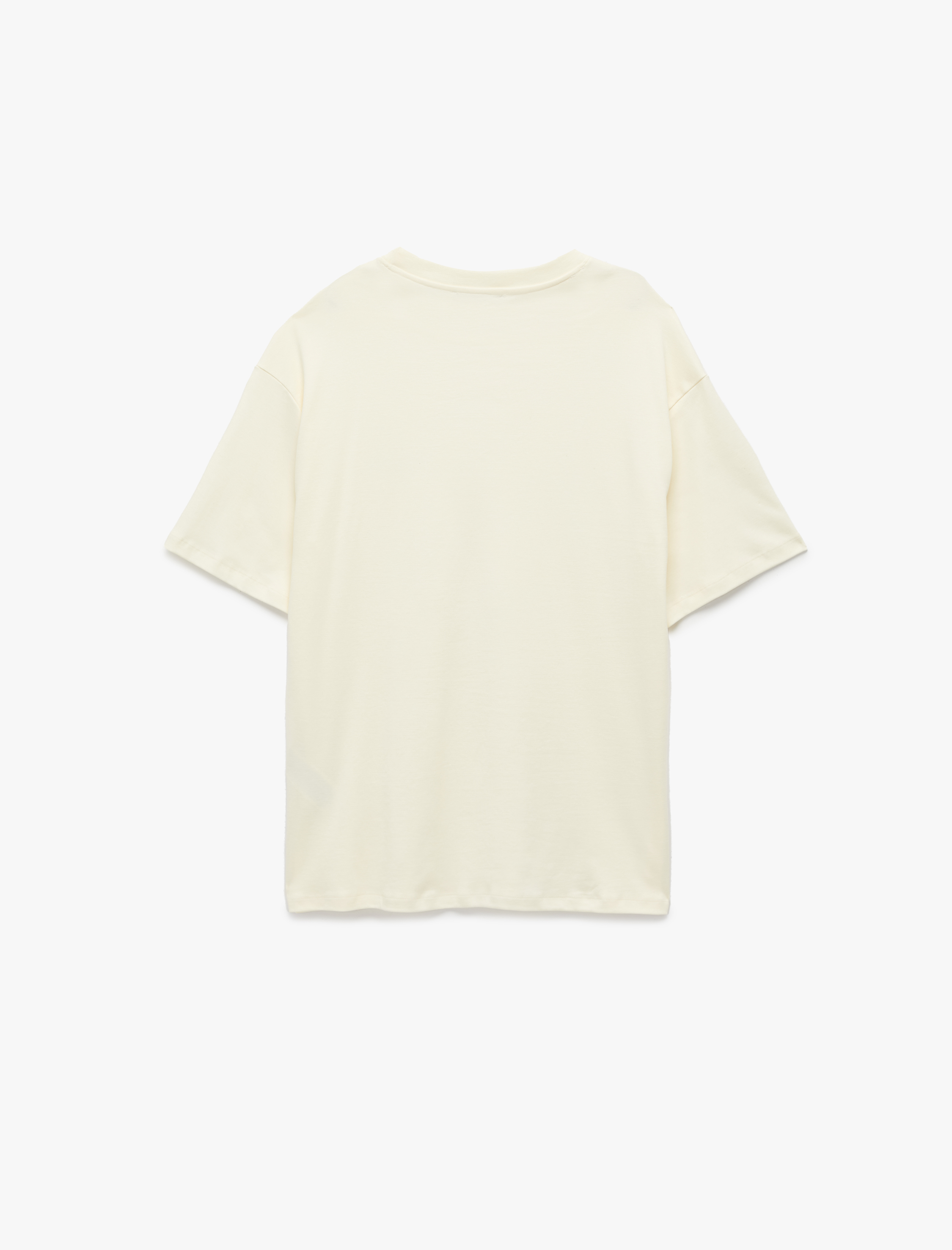   Pamuklu Kısa Kollu Tok Kumaş Bisiklet Yaka Oversize Baskılı Tişört