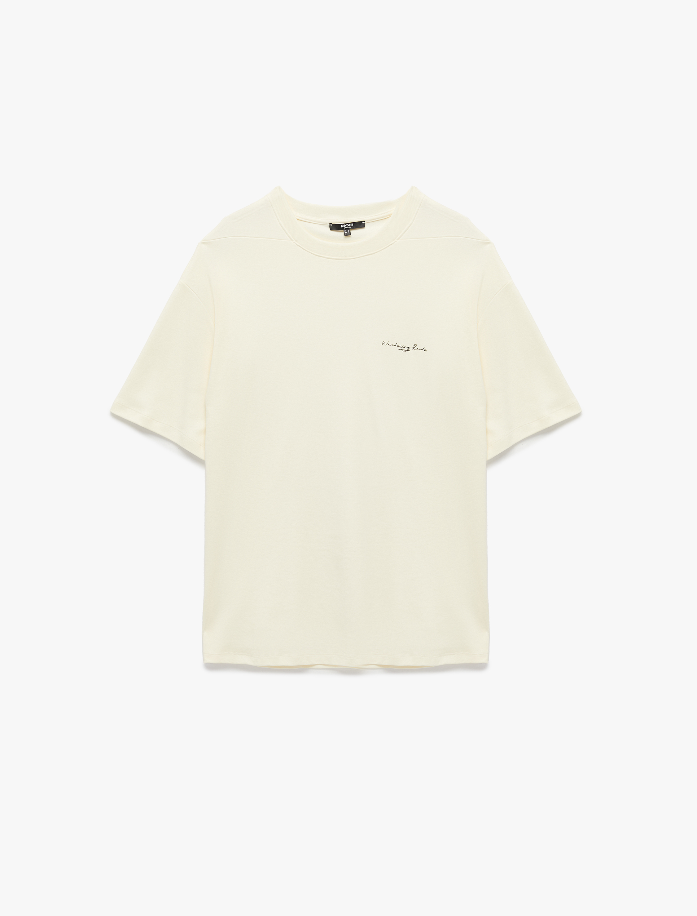   Pamuklu Kısa Kollu Tok Kumaş Bisiklet Yaka Oversize Baskılı Tişört