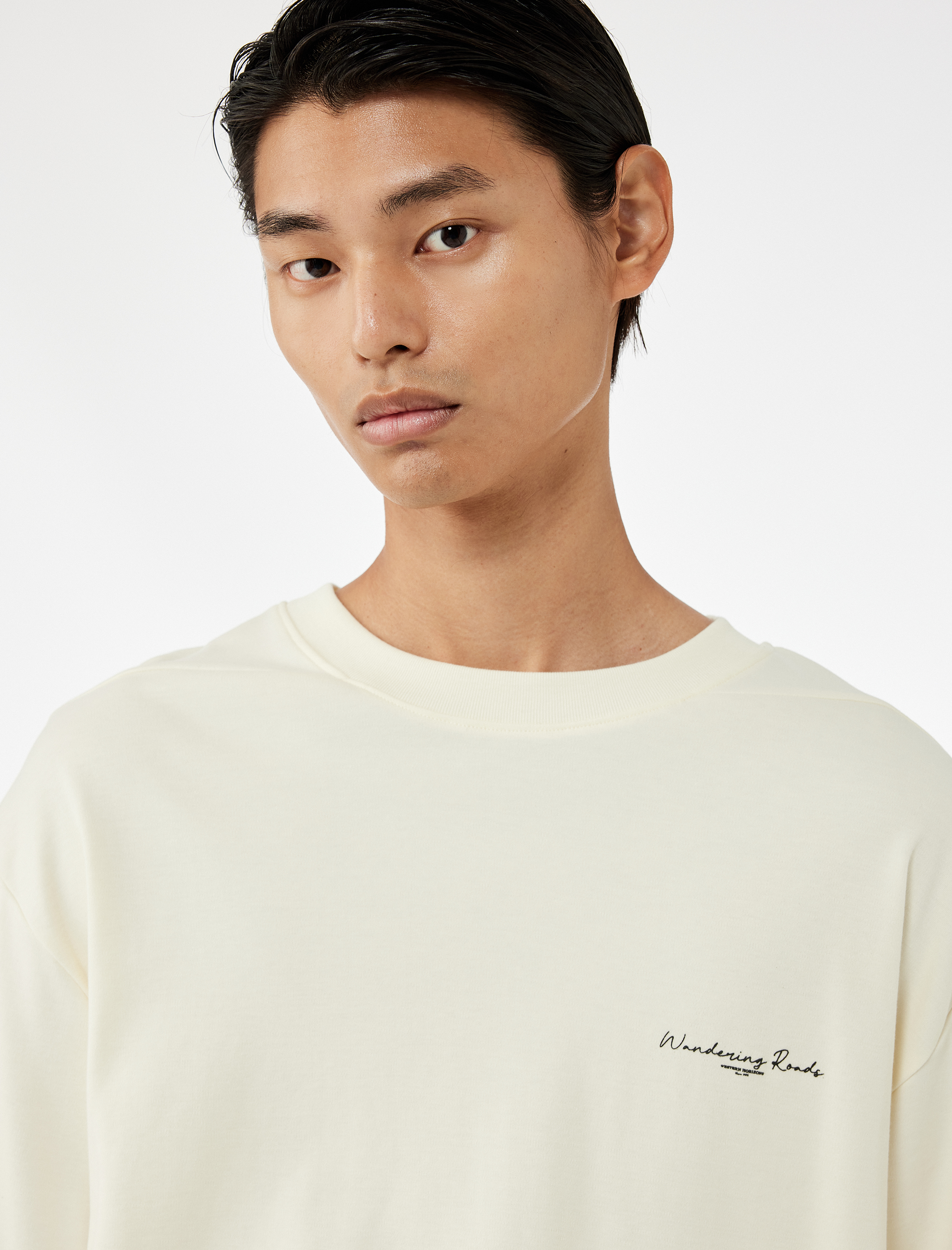   Pamuklu Kısa Kollu Tok Kumaş Bisiklet Yaka Oversize Baskılı Tişört