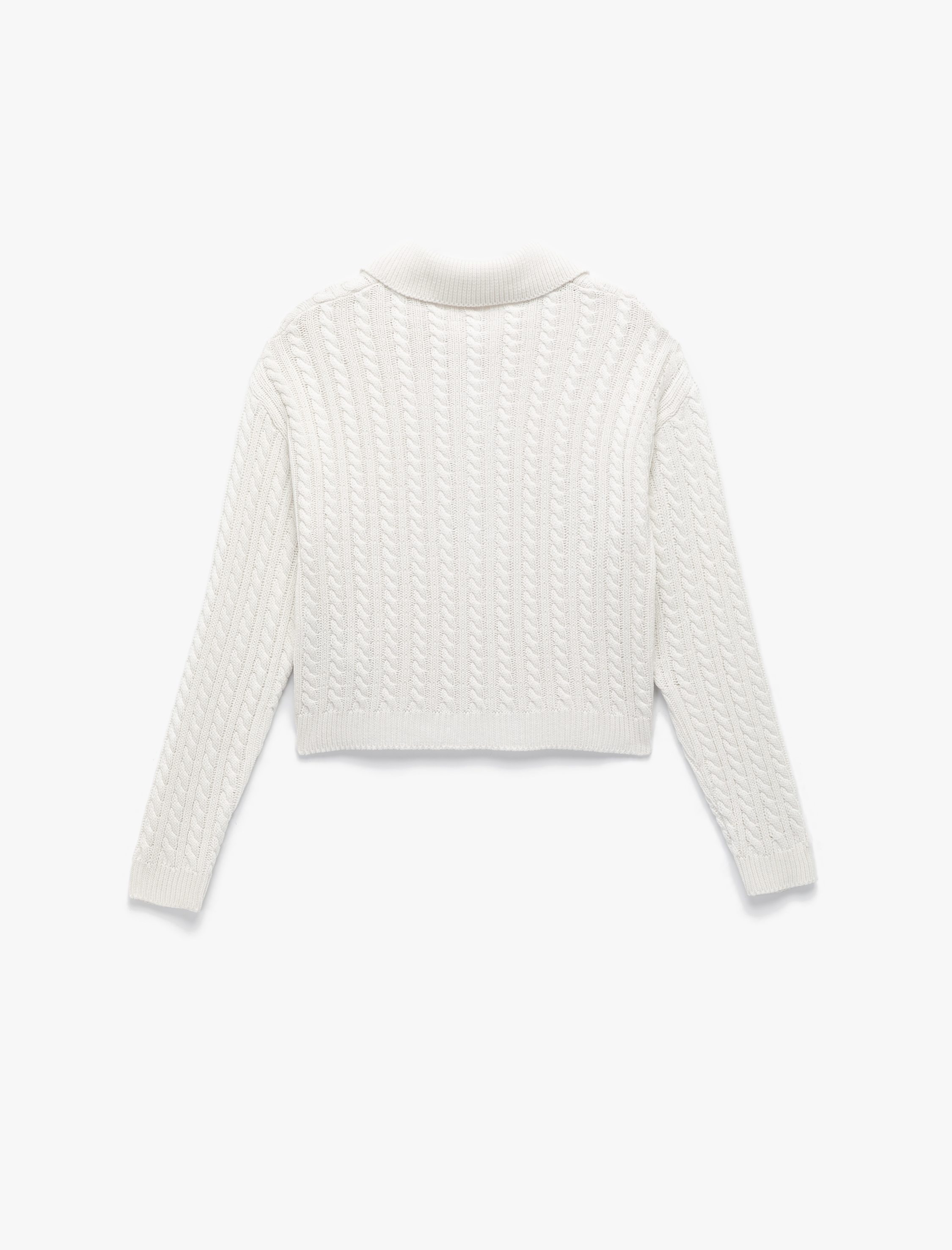   Regular Fit Uzun Kollu Düğmeli Saç Örgü Polo Yaka Kazak