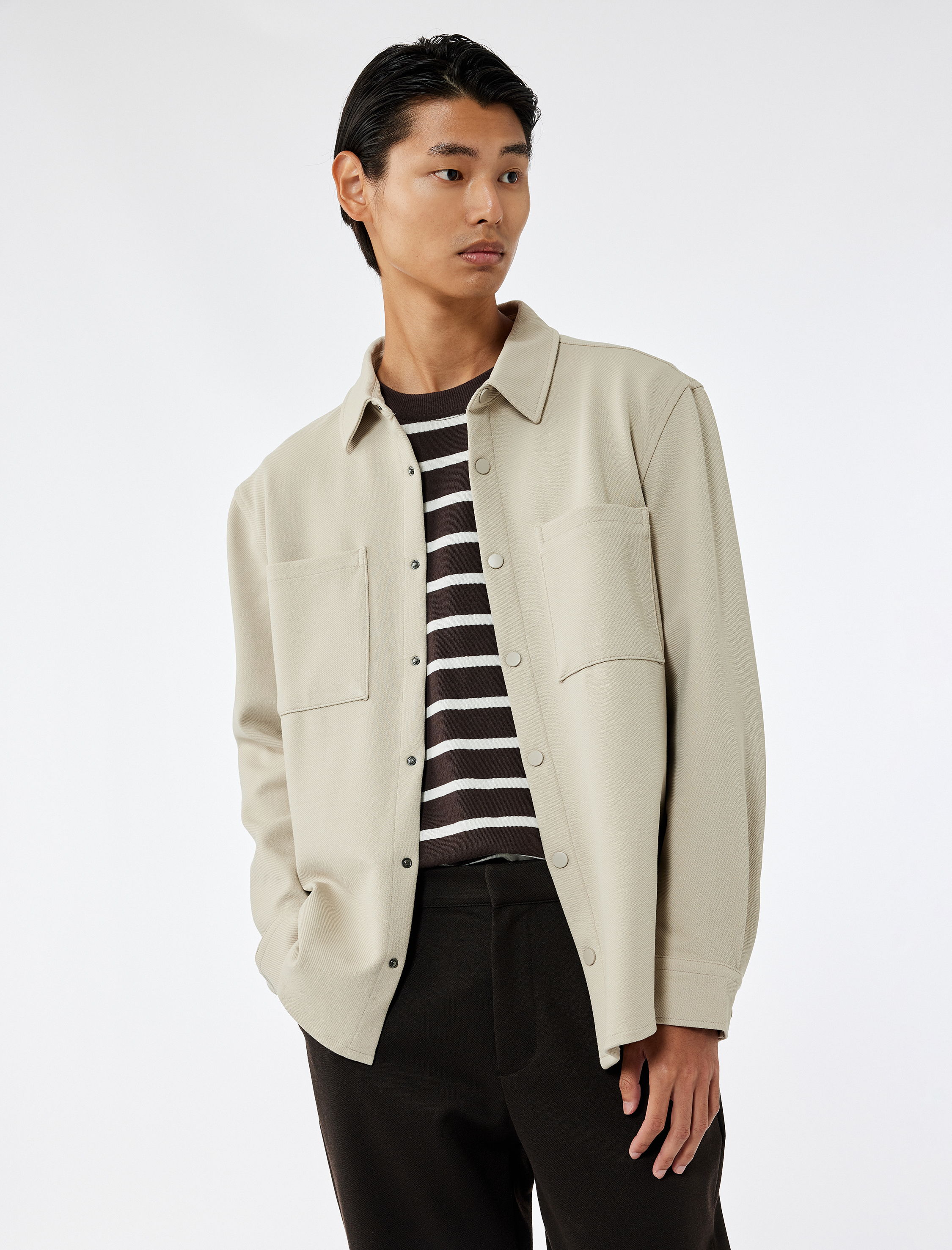   Regular Fit Cepli Çıtçıt Düğme Detaylı Klasik Yaka Uzun Kollu Gömlek Ceket