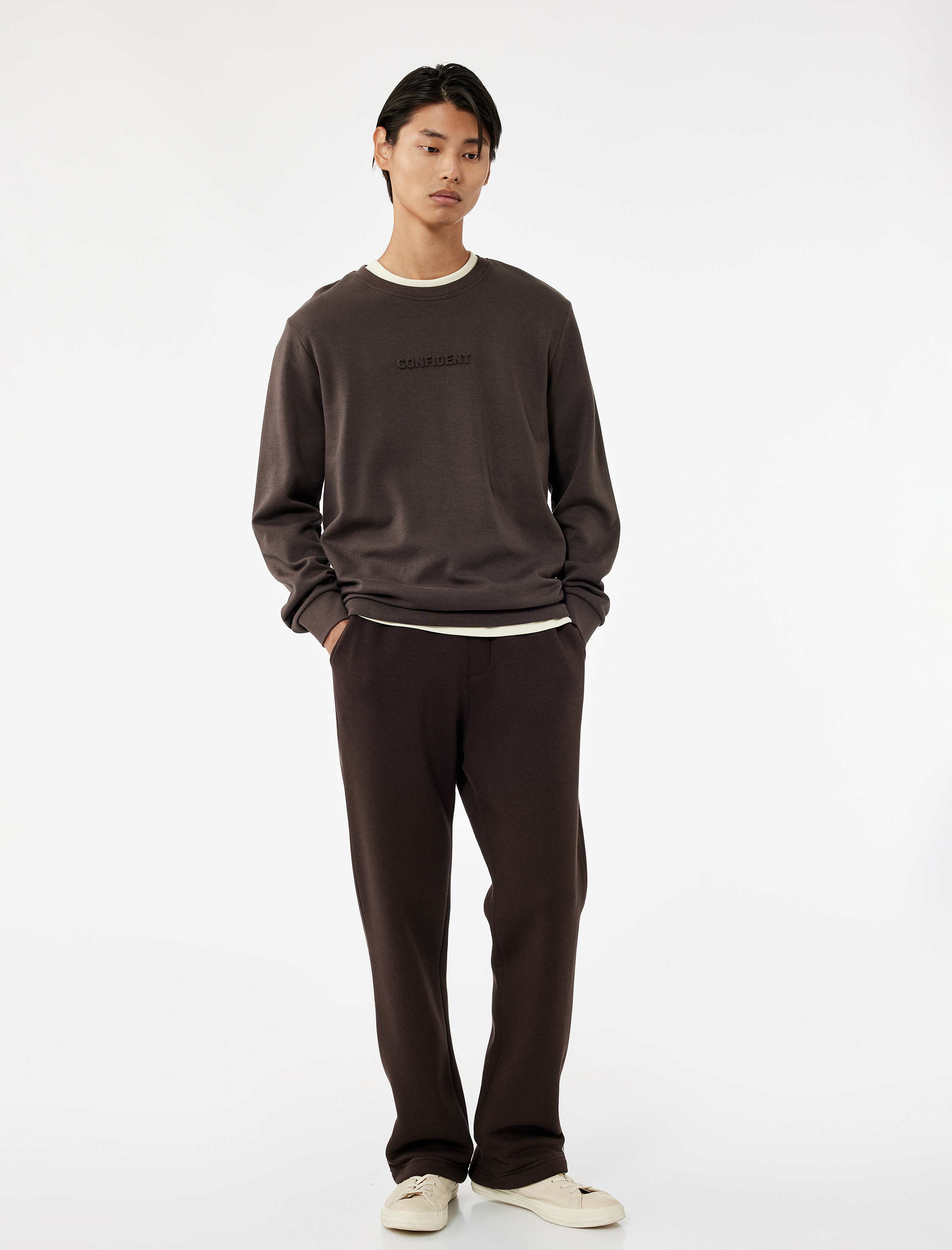   Straight Fit Cep Detaylı Şardonlu Beli Lastikli Kışlık Eşofman Altı