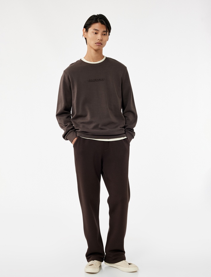  Straight Fit Cep Detaylı Şardonlu Beli Lastikli Eşofman Altı