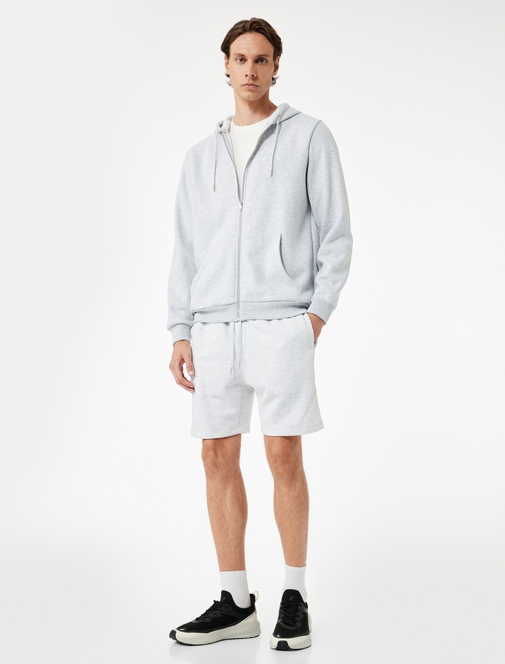  Rahat Kesim Cep Detaylı Beli Bağcıklı Spor Şort