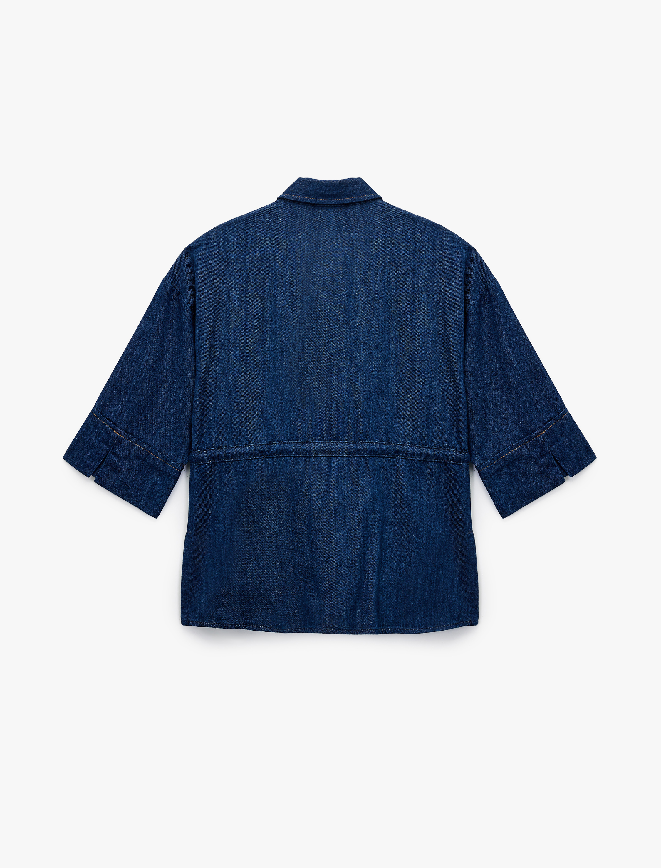   Cep Detaylı Düğmeli Klasik Yaka Denim Gömlek