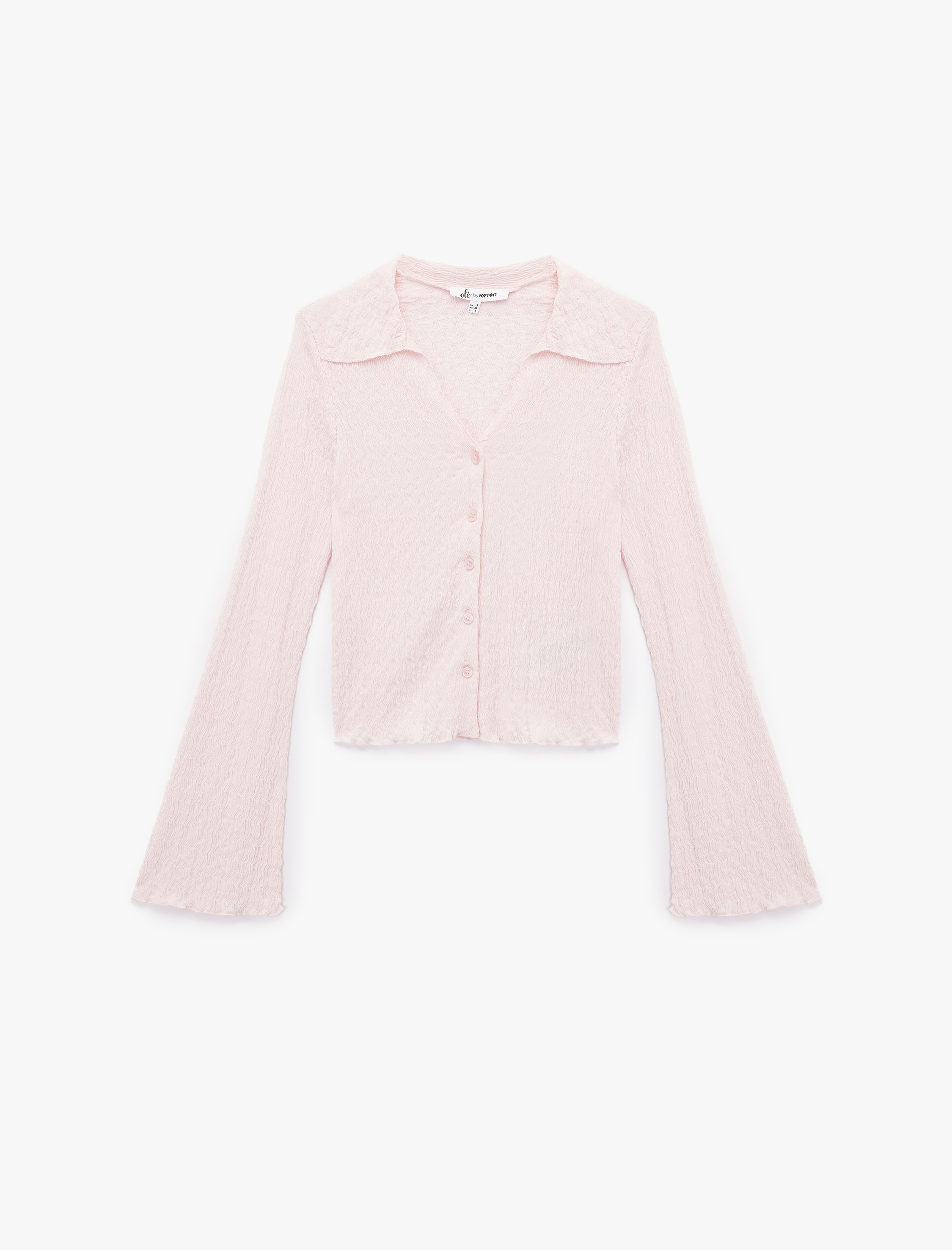   Bürümcük Kumaş Slim Fit Düğmeli Ekstra Uzun İspanyol Kollu Gömlek