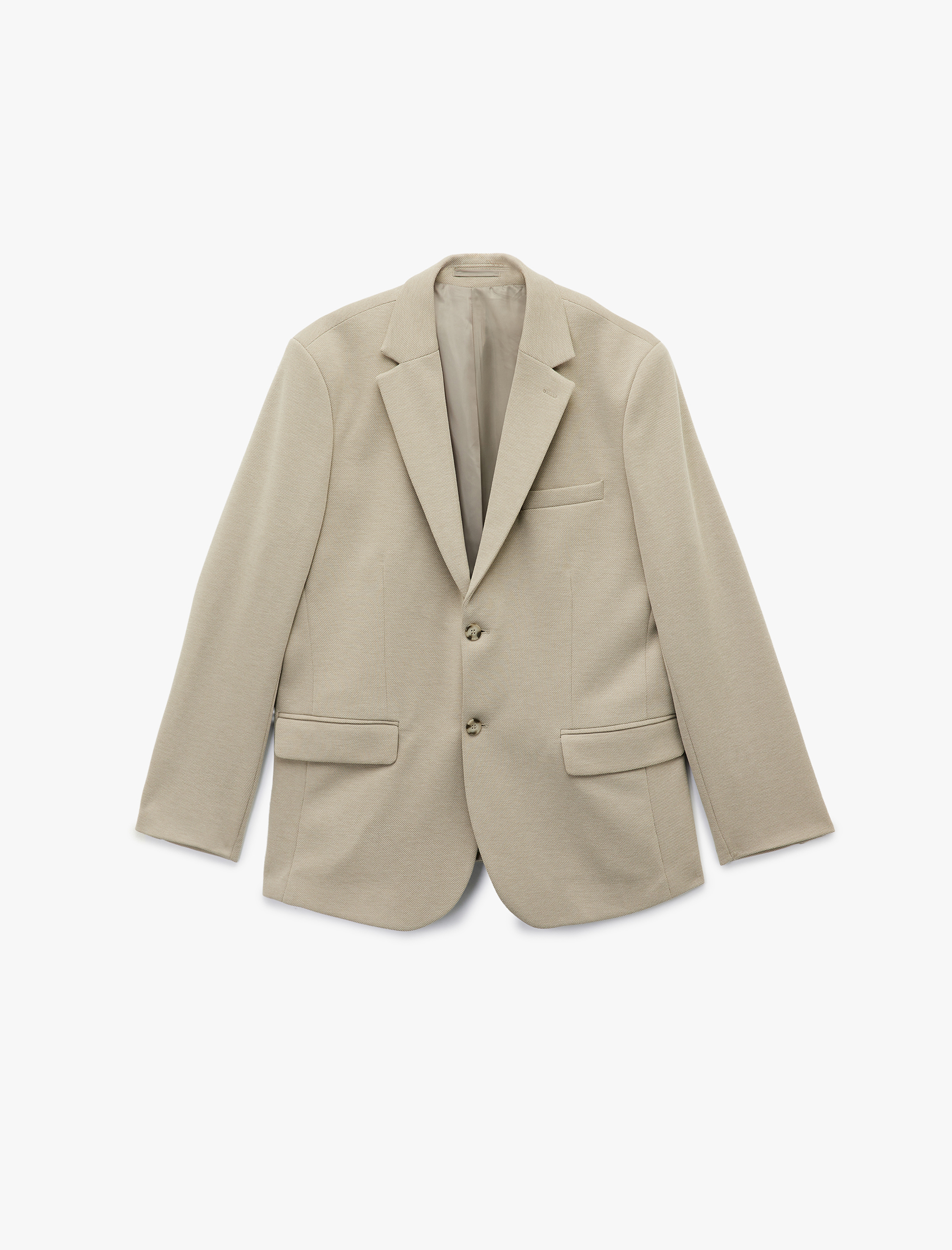   Pike Kumaş Uzun Kollu Kapaklı Cep Detaylı Düğmeli Slim Fit Mono Yaka Blazer Ceket