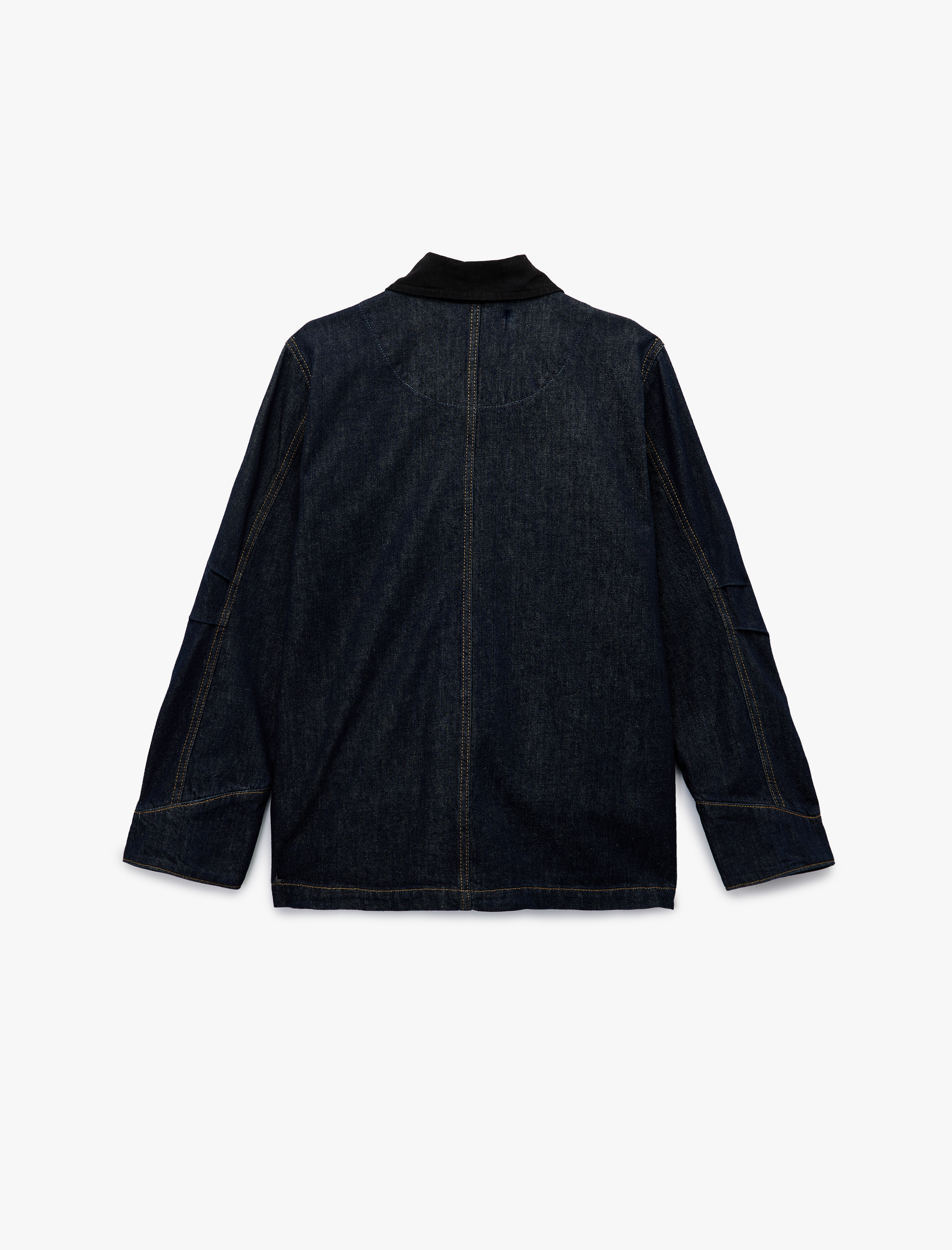   Uzun Kollu Cep Detaylı Gömlek Yaka Denim Ceket