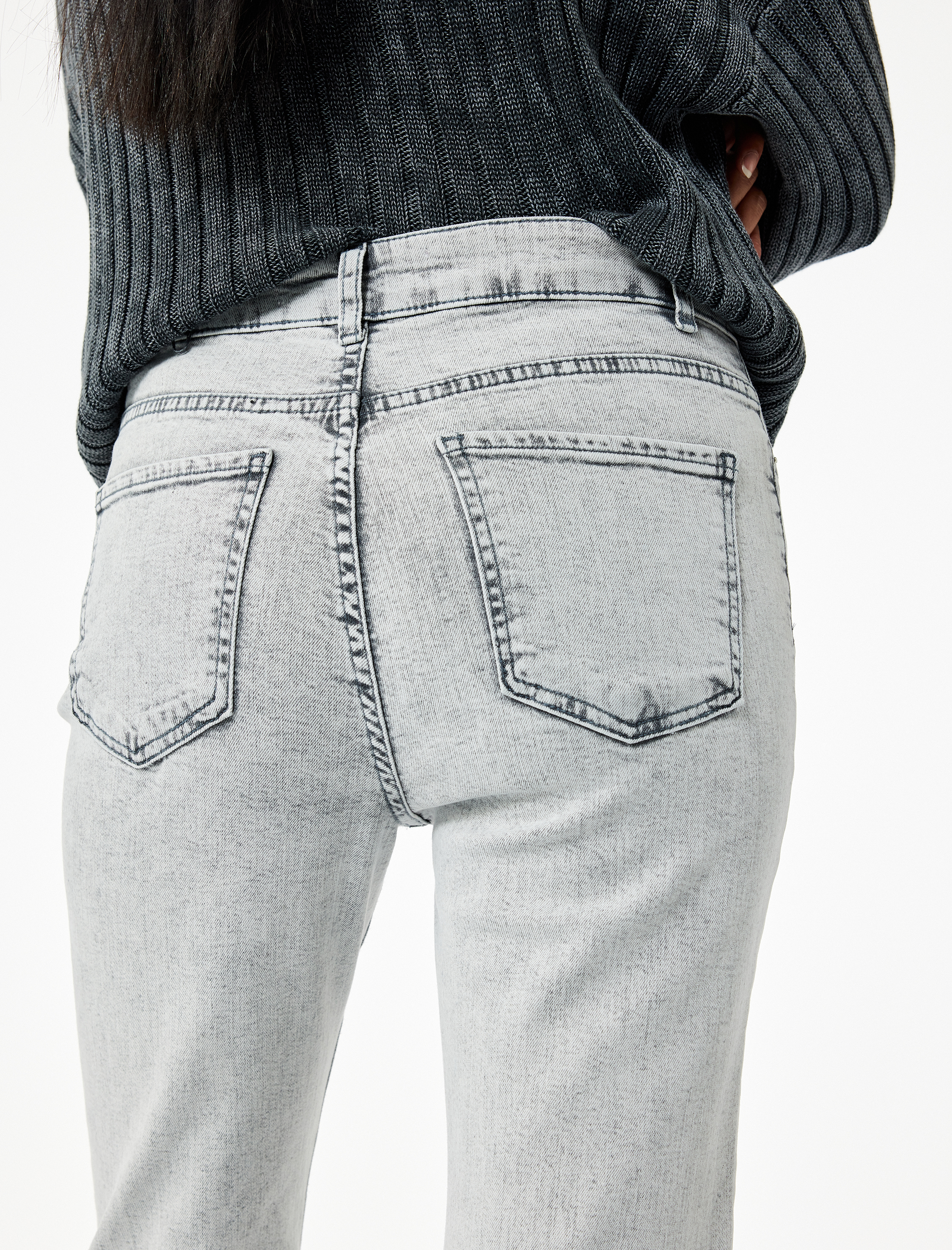   Yüksek Bel Dar Kesim İspanyol Paça Denim Pantolon - Flare Jeans