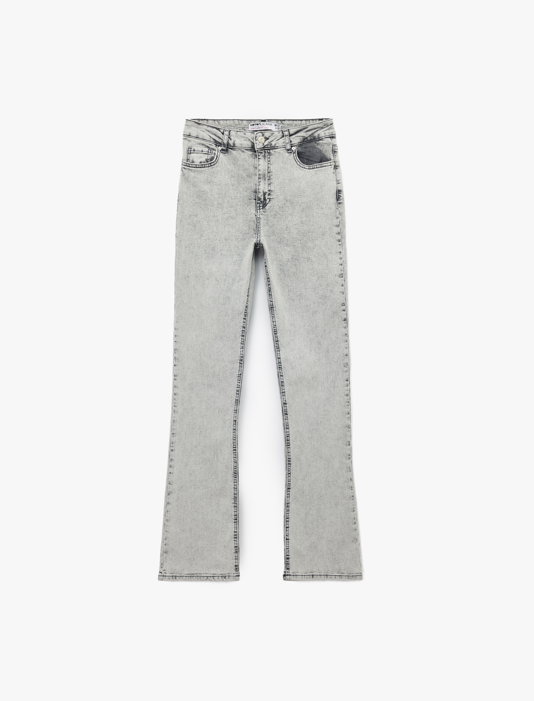   Yüksek Bel Dar Kesim İspanyol Paça Denim Pantolon - Flare Jeans