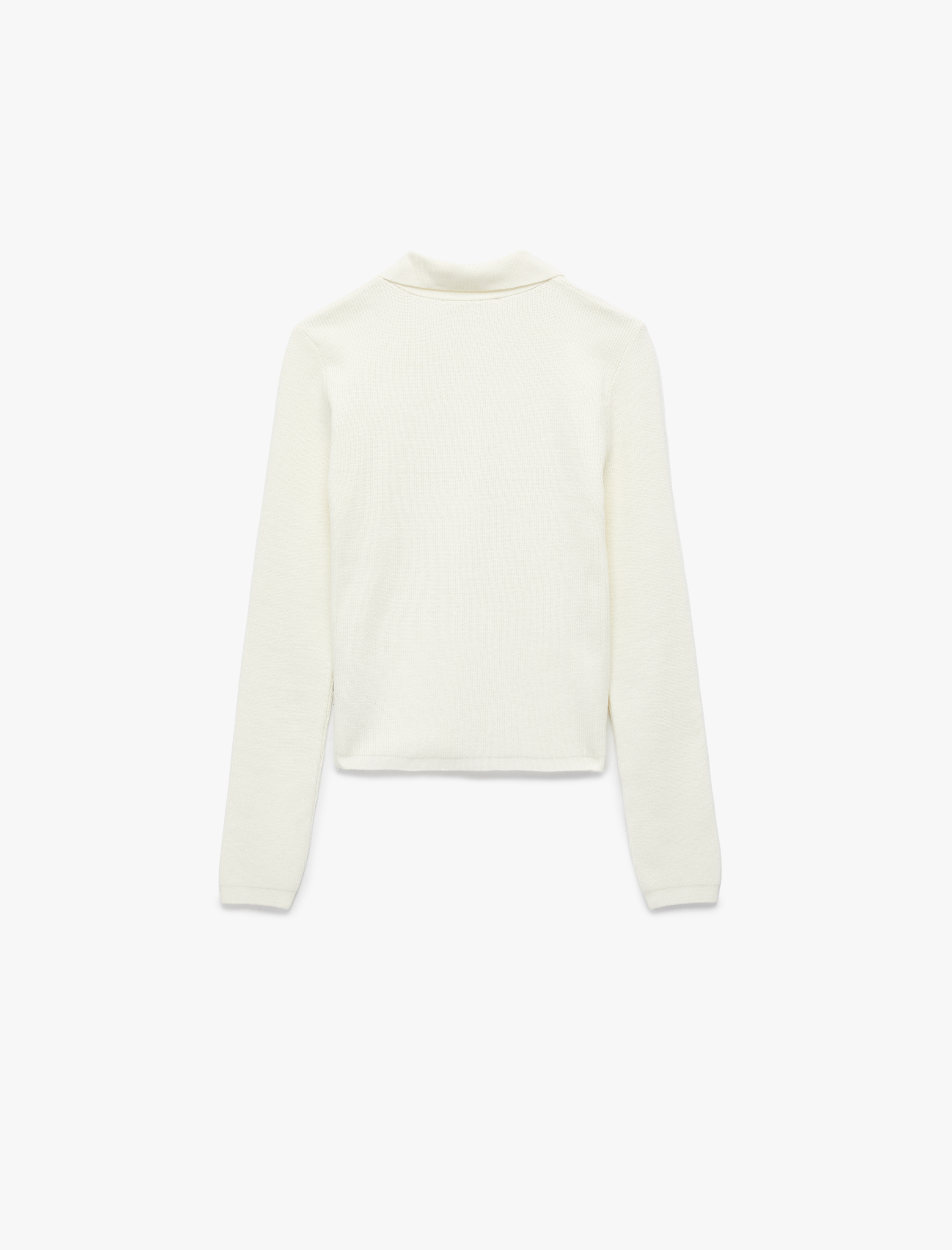   Yarım Düğmeli Uzun Kollu Polo Yaka Triko Kazak