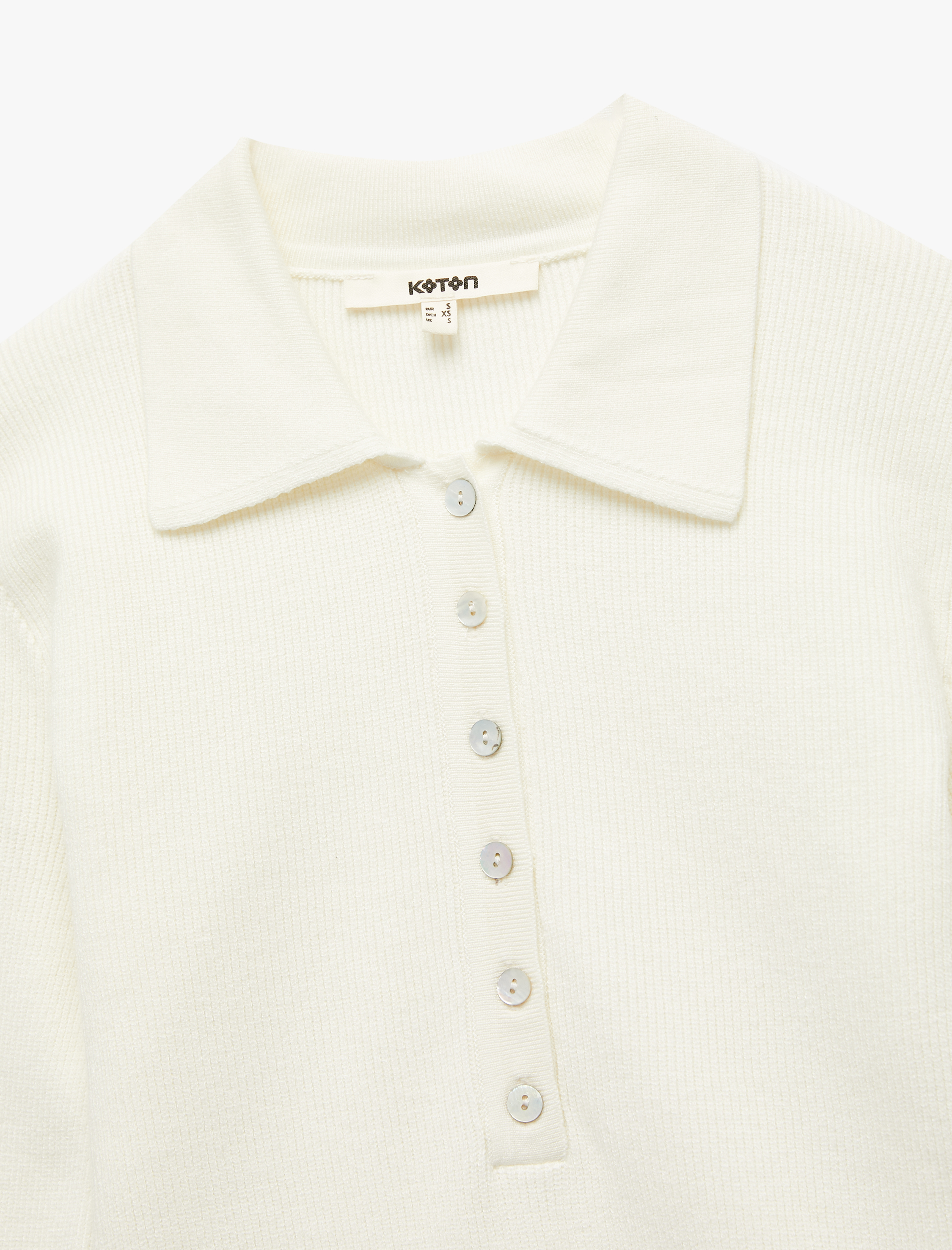   Yarım Düğmeli Uzun Kollu Polo Yaka Triko Kazak