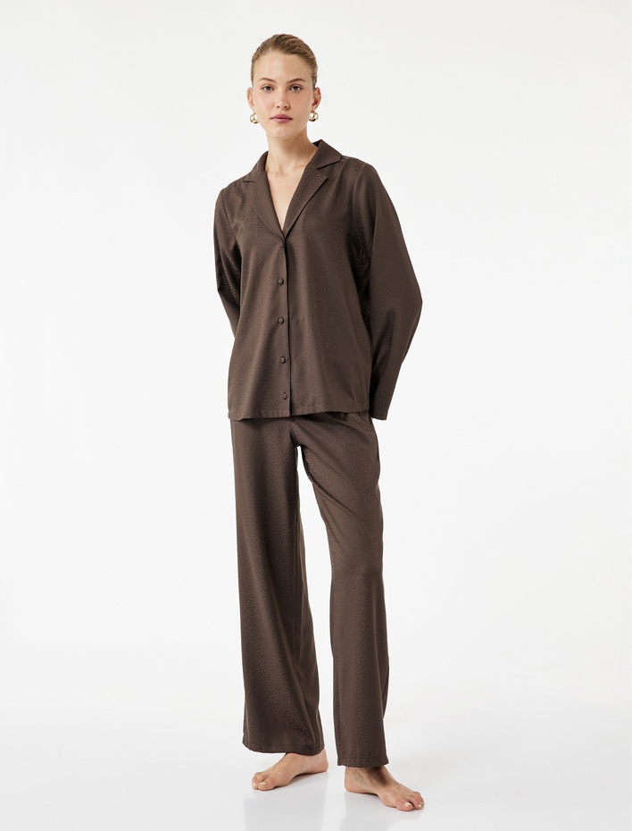  Rahat Kalıp Dokulu Saten Pijama Altı