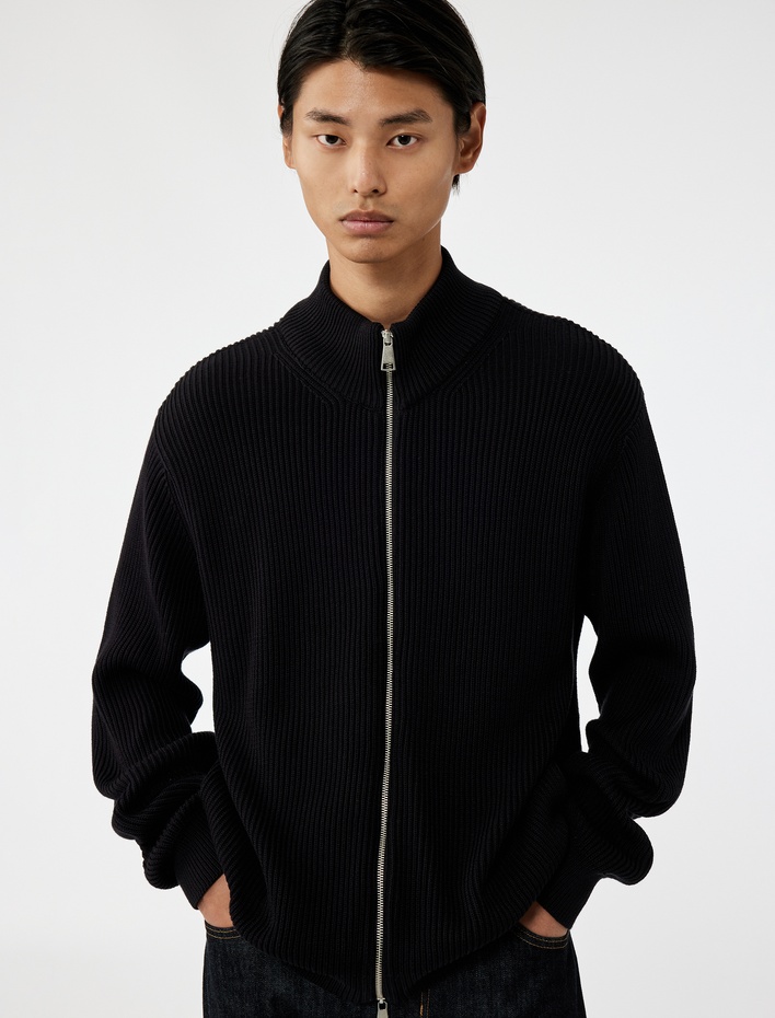  Uzun Kollu Pamuklu Tam Fermuarlı Triko Hırka