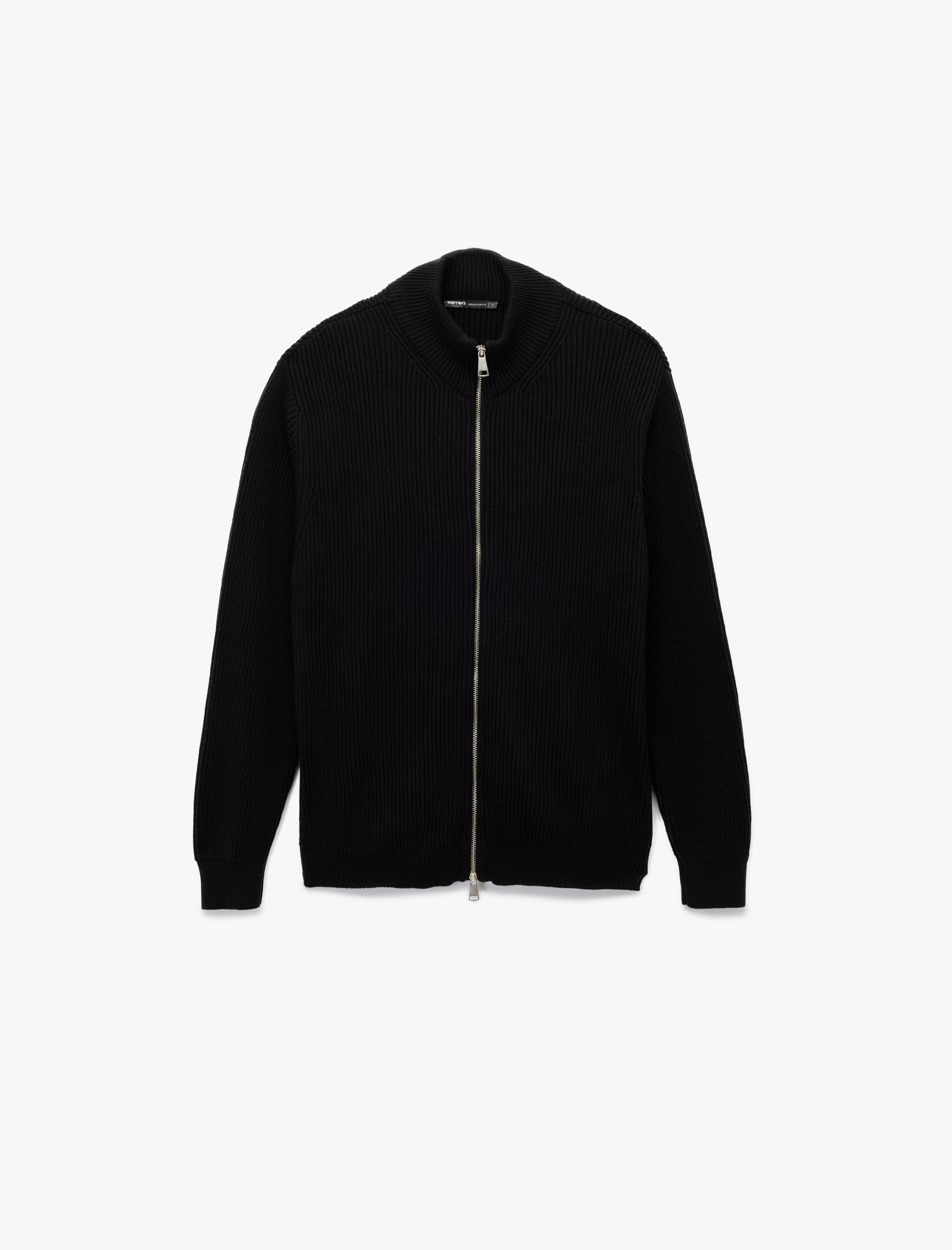   Uzun Kollu Pamuklu Tam Fermuarlı Triko Hırka