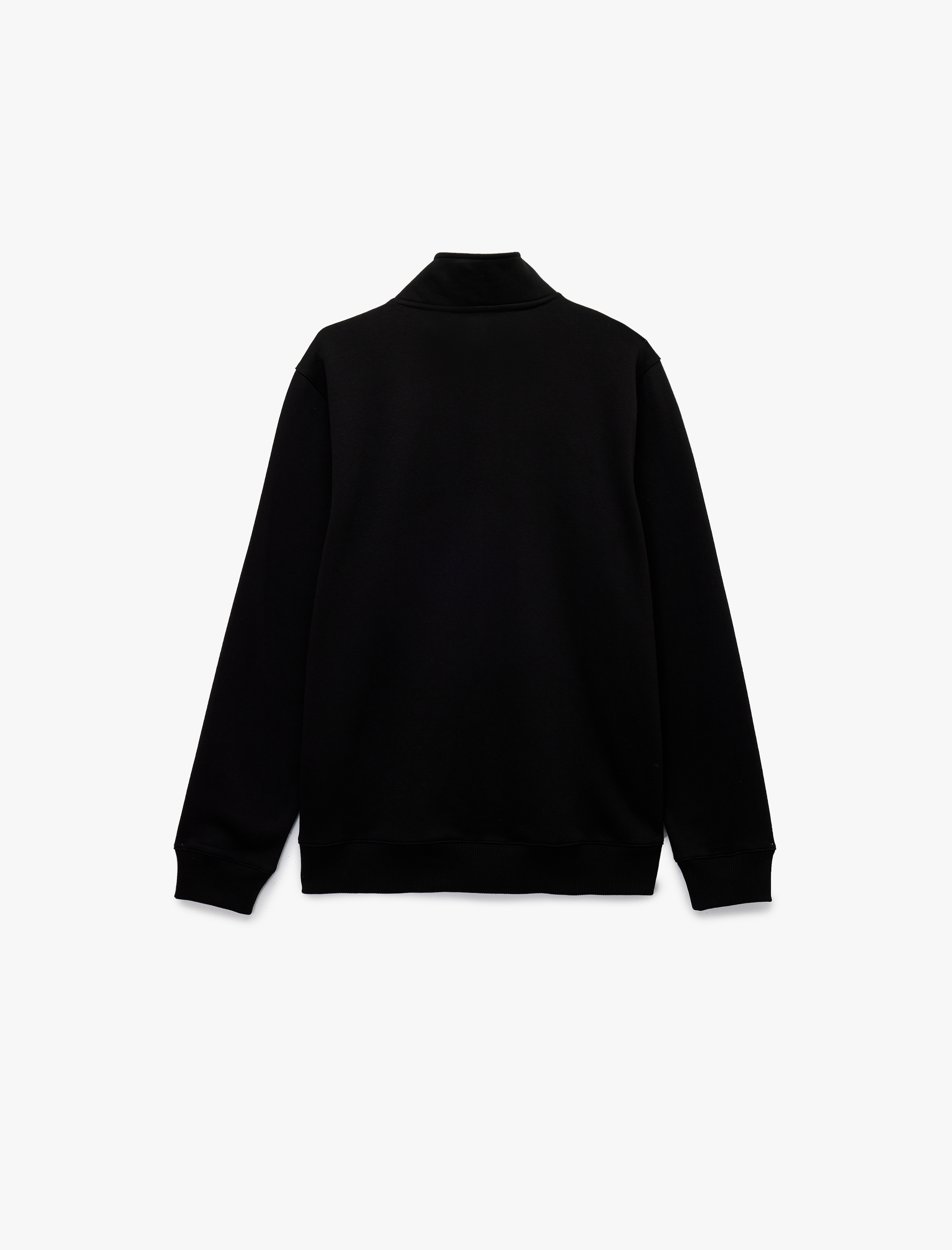   Uzun Kollu Şardonlu Basic Yarım Fermuarlı Sweatshirt