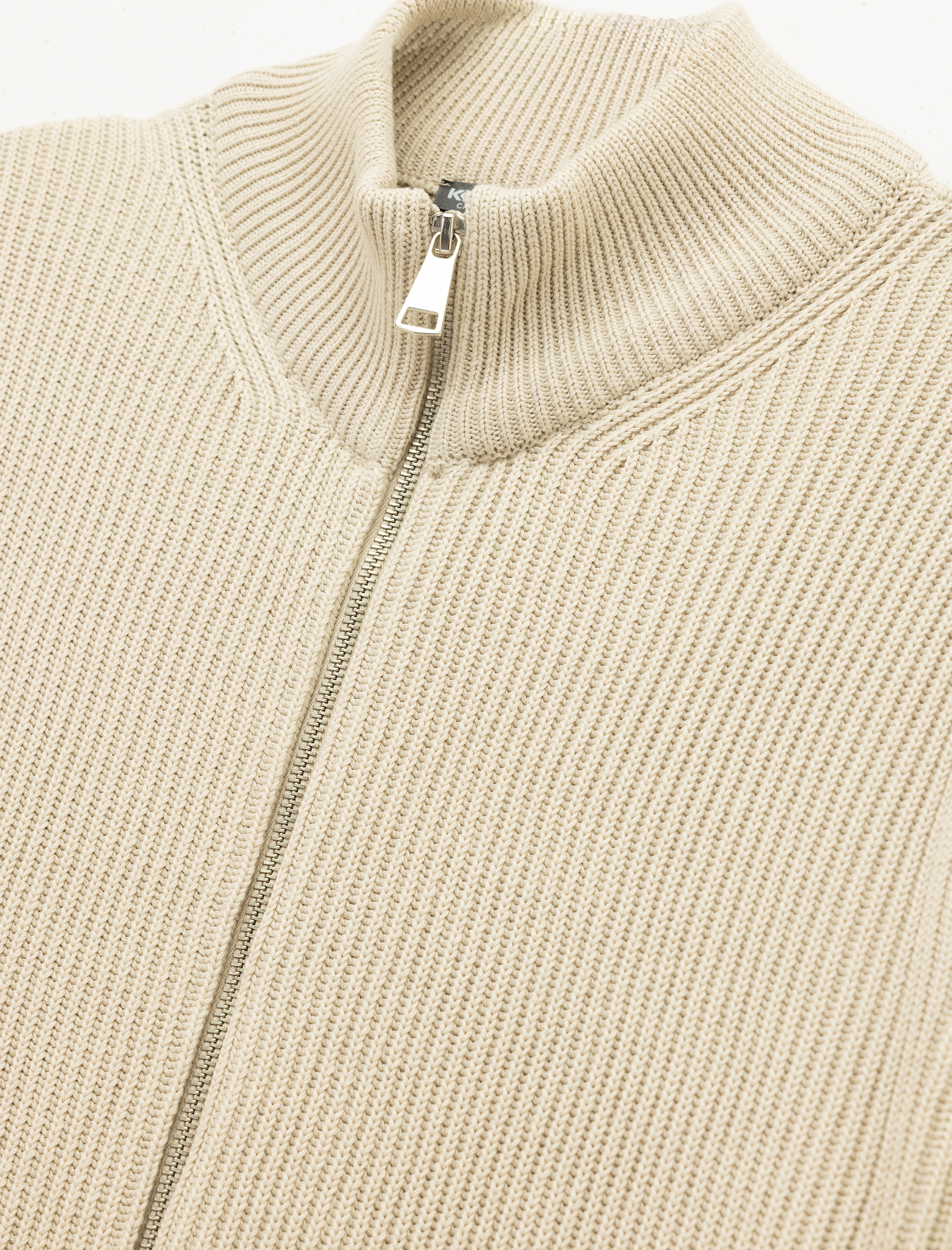   Uzun Kollu Pamuklu Tam Fermuarlı Triko Hırka