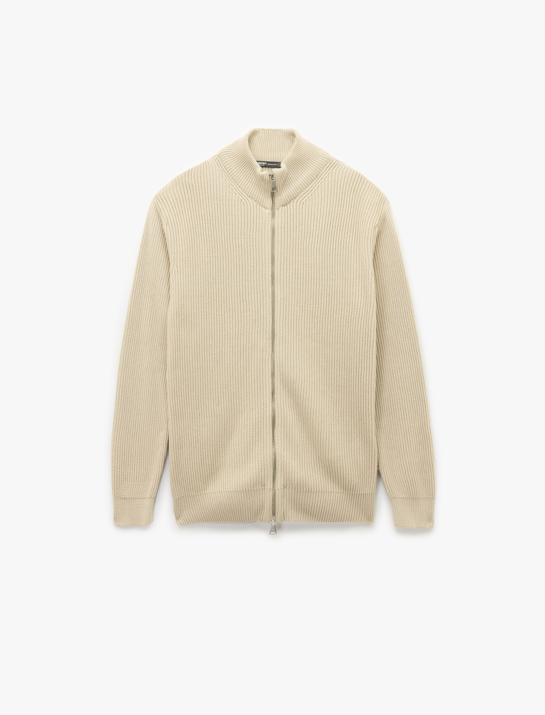   Uzun Kollu Pamuklu Tam Fermuarlı Triko Hırka