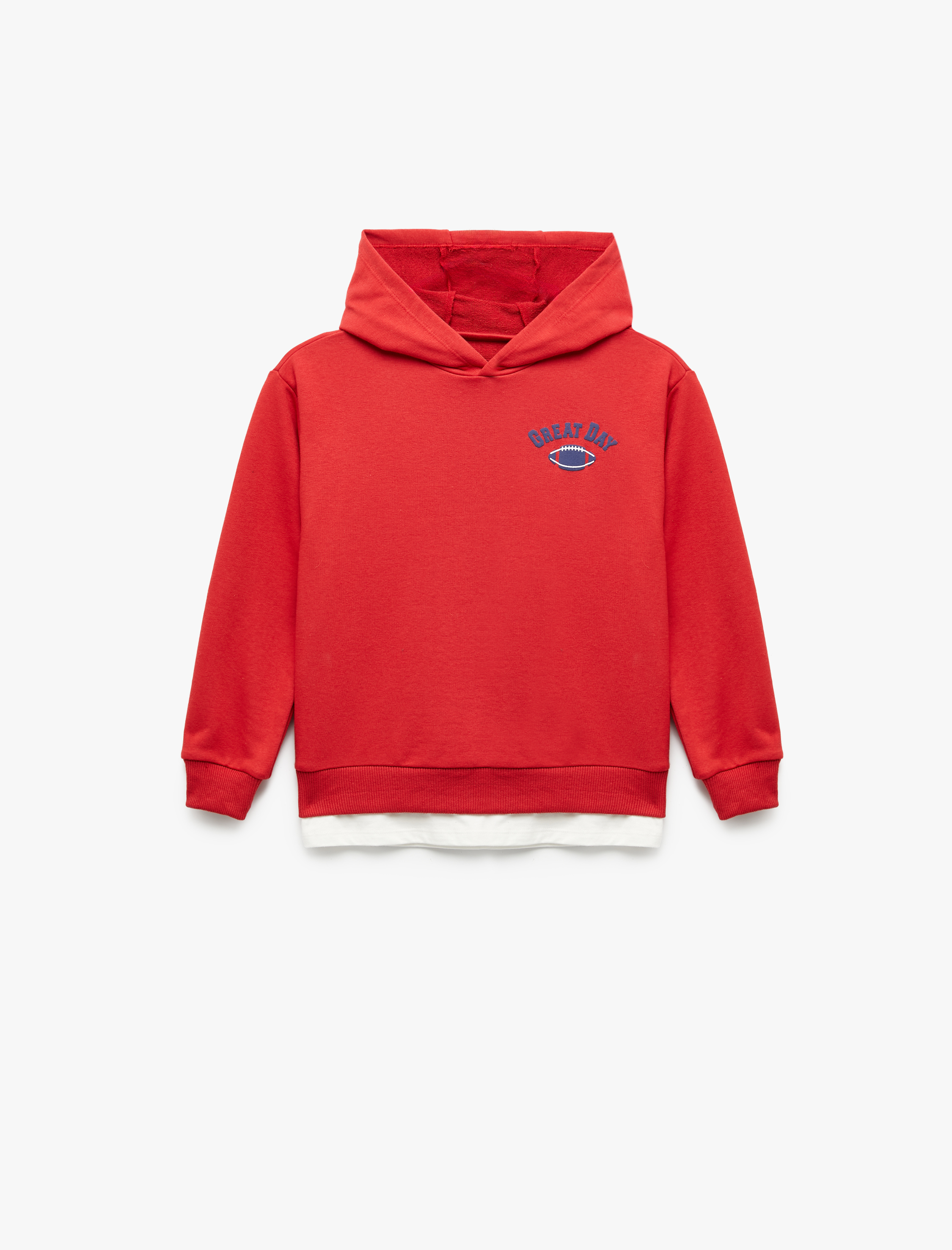  Erkek Çocuk Pamuklu Uzun Kollu Baskılı Kapşonlu Sweatshirt