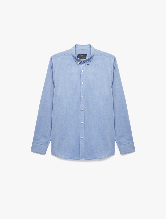  Regular Fit Pamuklu Oxford Uzun Kollu Düğmeli Yaka Gömlek