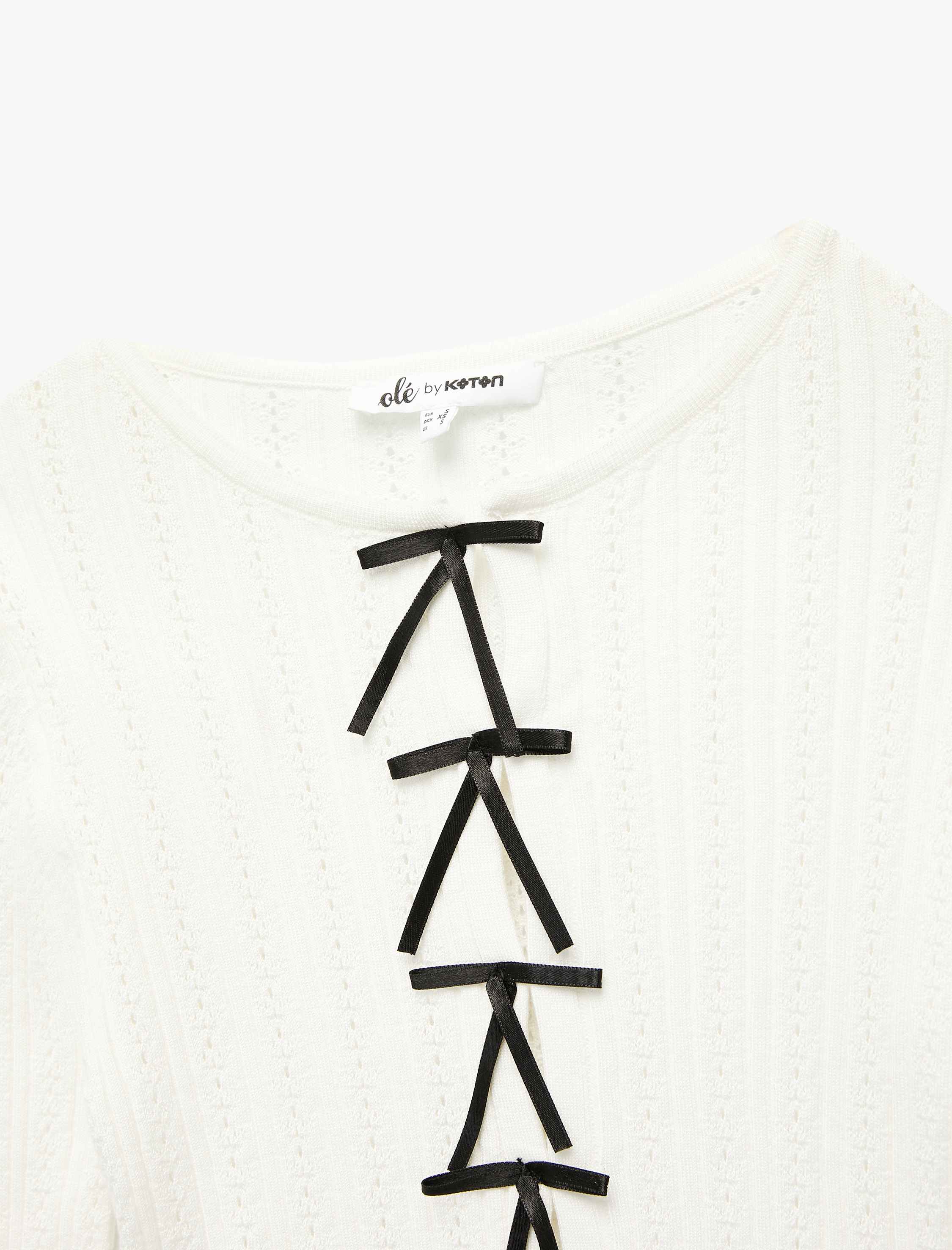   Viskon Bisiklet Yaka Uzun Kollu Fiyonklu Triko Hırka