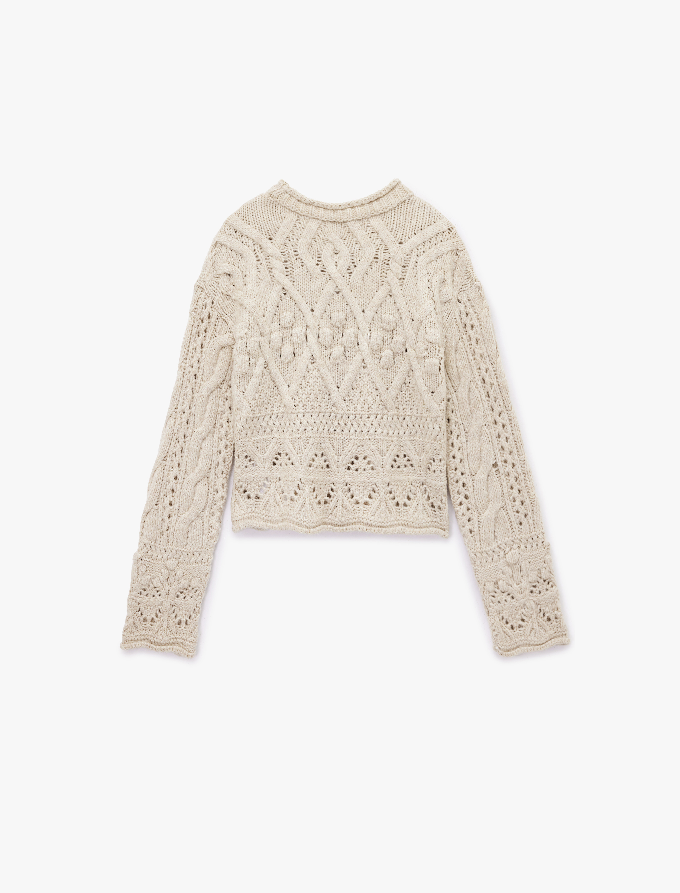   Bisiklet Yaka Uzun Kollu Örgü Dokulu Triko Crop Kazak