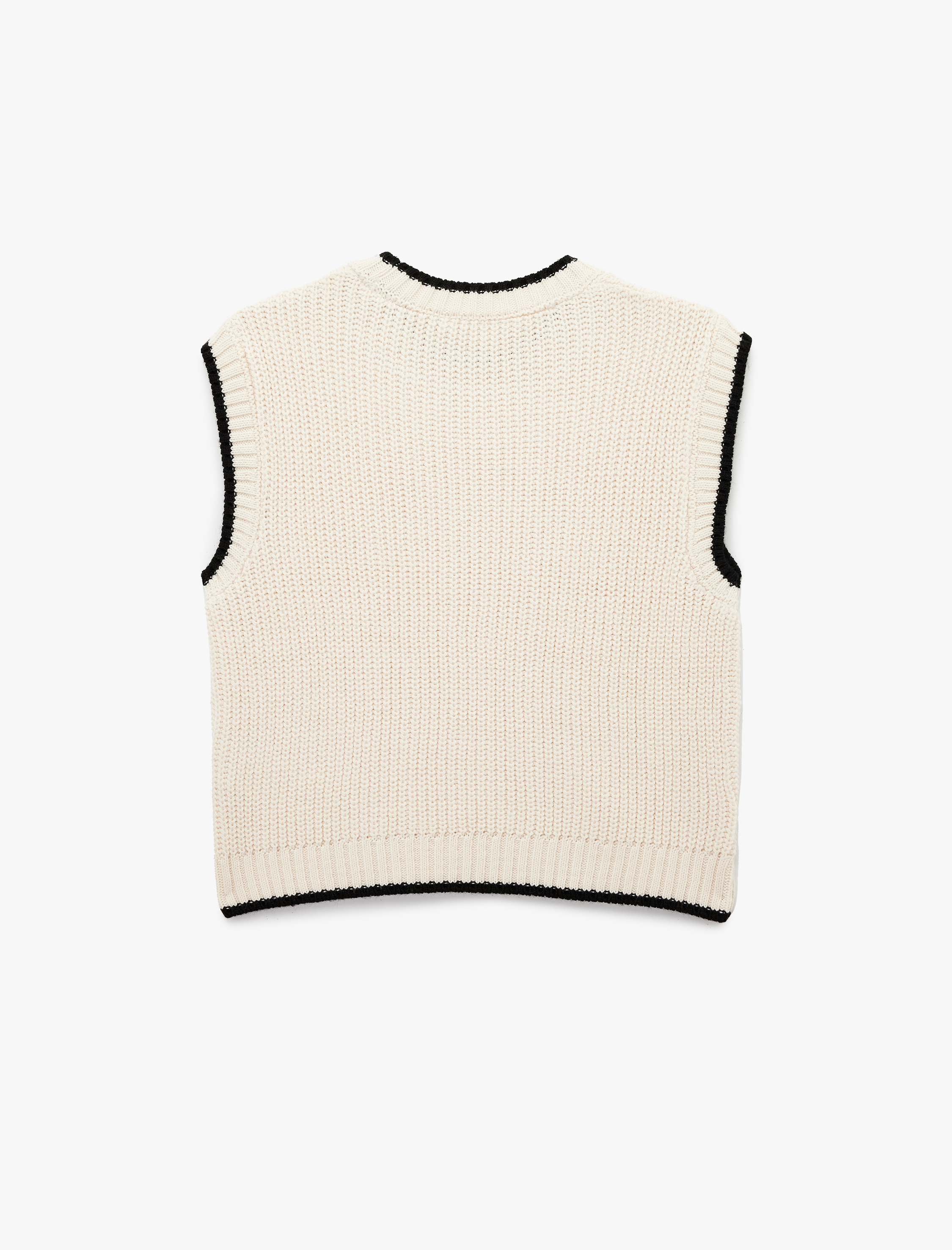   Saç Örgü Dokulu Kolsuz Biyeli Bisiklet Yaka Süveter