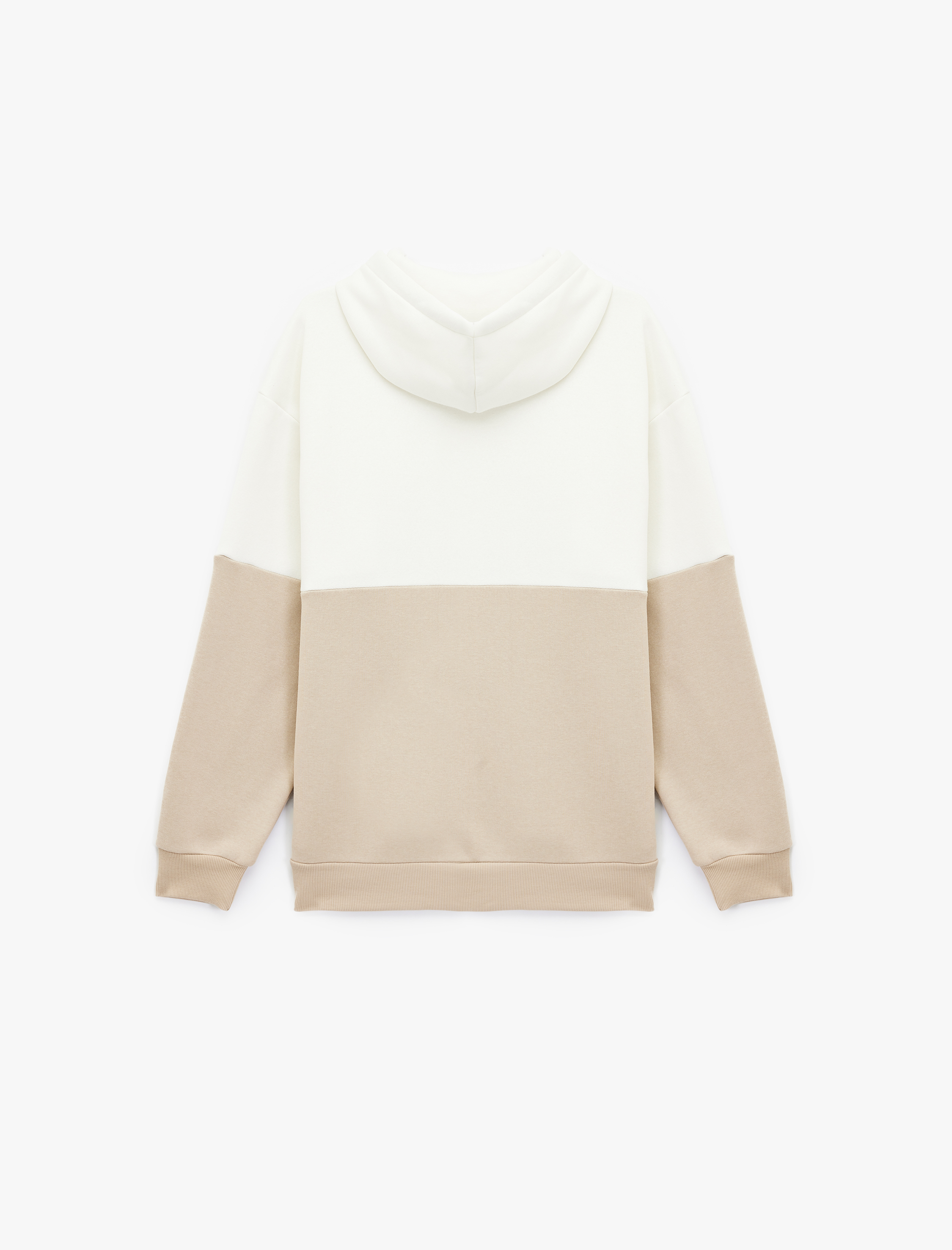   Kapşonlu Renk Bloklu Pamuklu Şardonlu Oversize Kanguru Cepli Hoodie