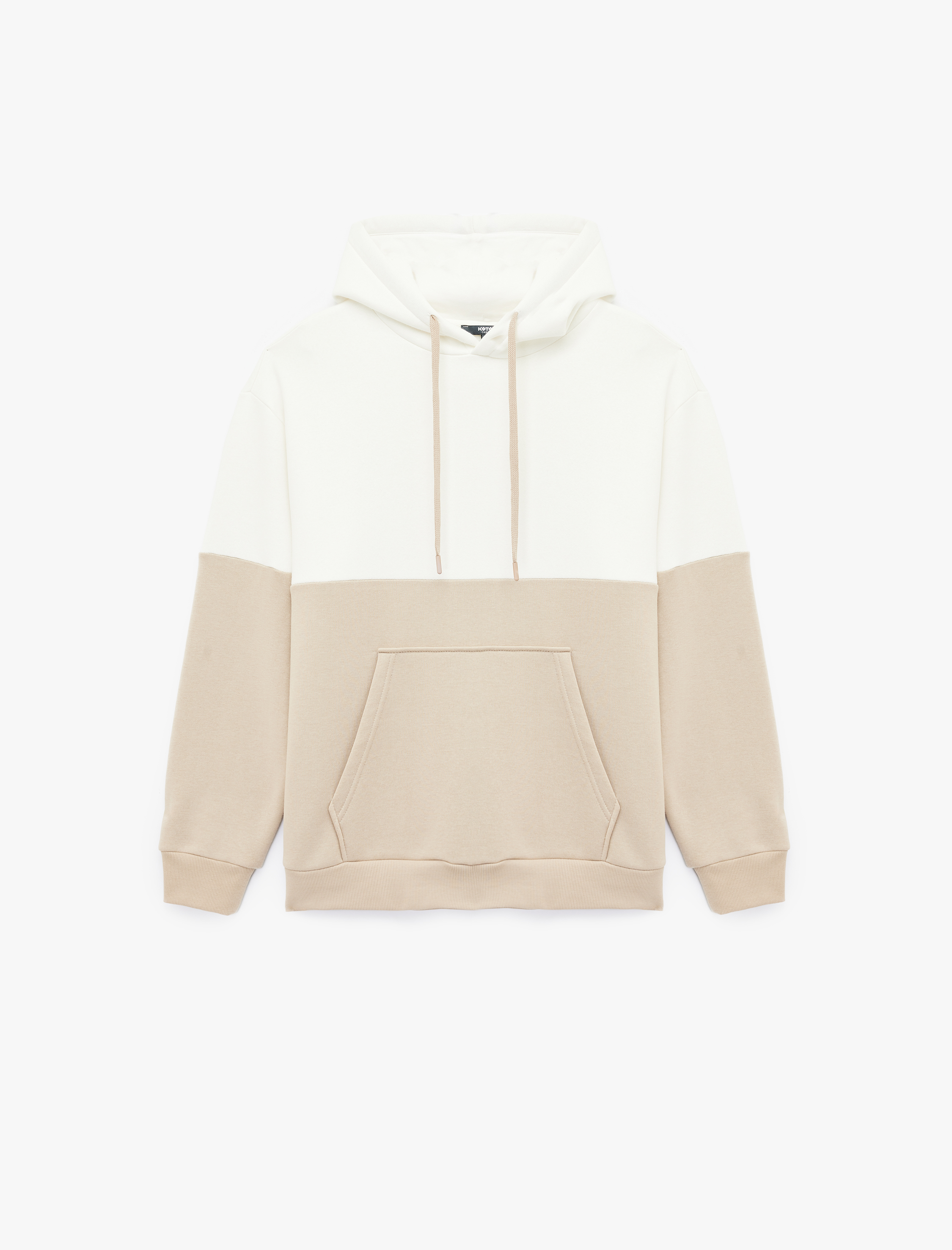   Kapşonlu Renk Bloklu Pamuklu Şardonlu Oversize Kanguru Cepli Hoodie
