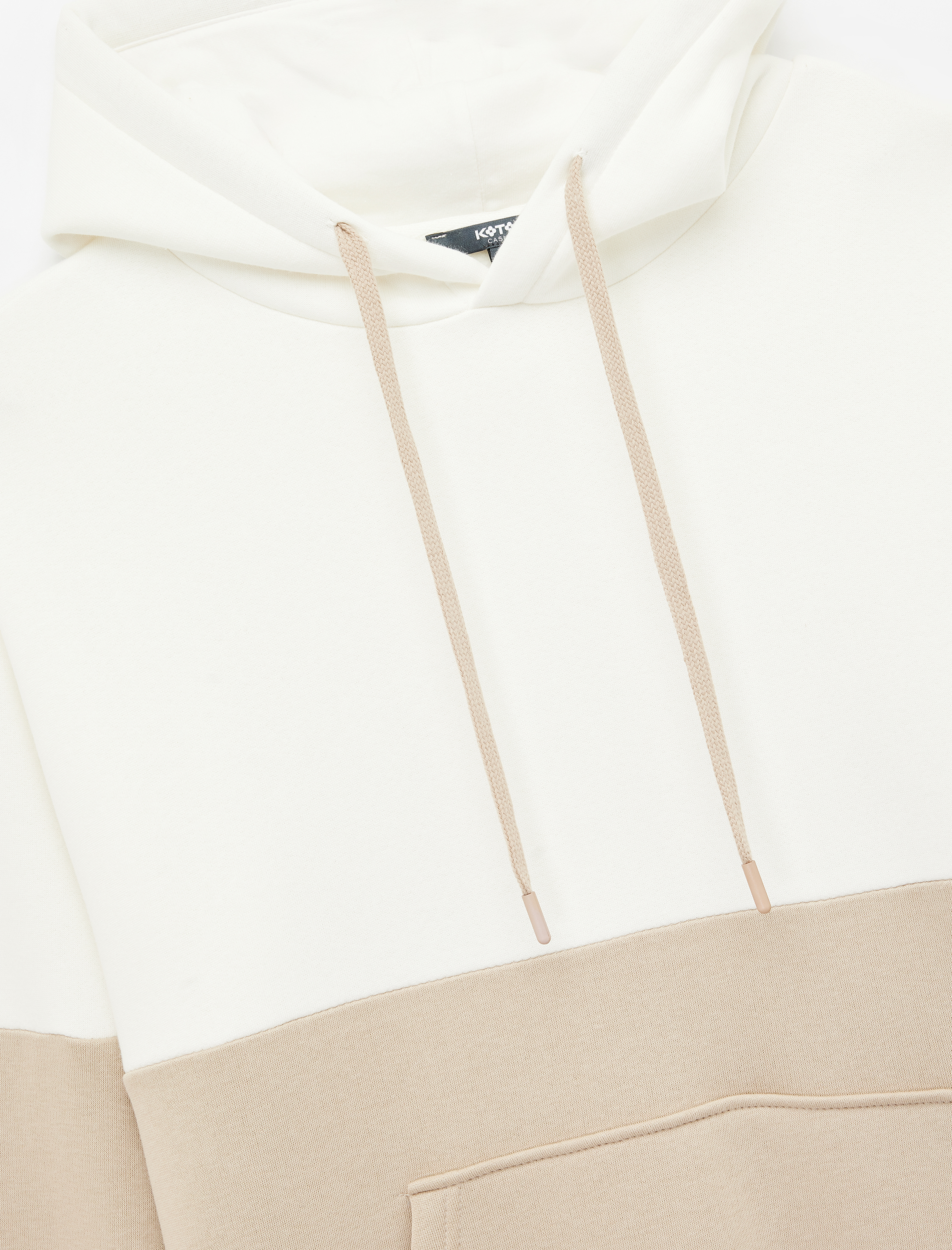   Kapşonlu Renk Bloklu Pamuklu Şardonlu Oversize Kanguru Cepli Hoodie