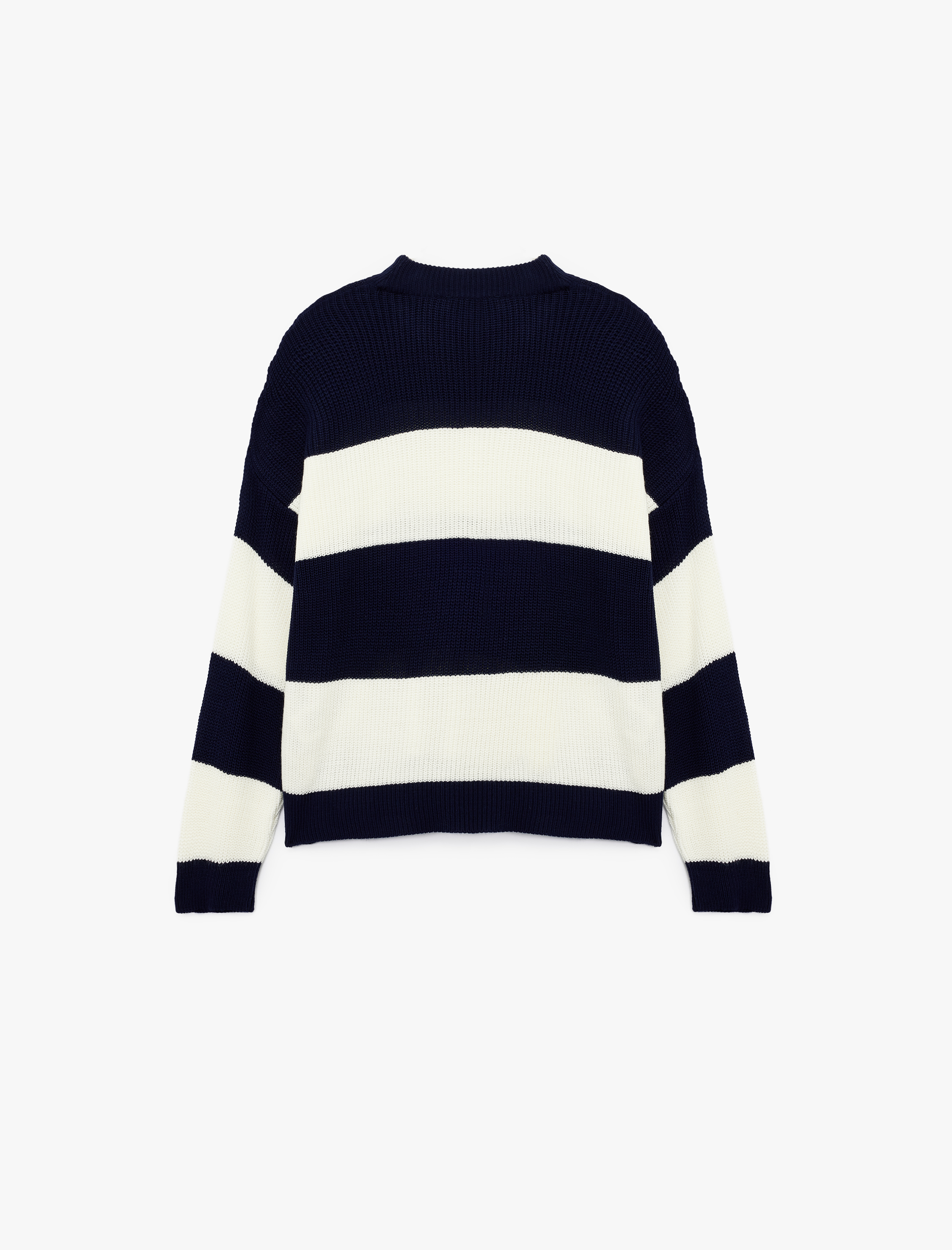   Uzun Kollu Bisiklet Yaka Renk Bloklu Triko Kazak