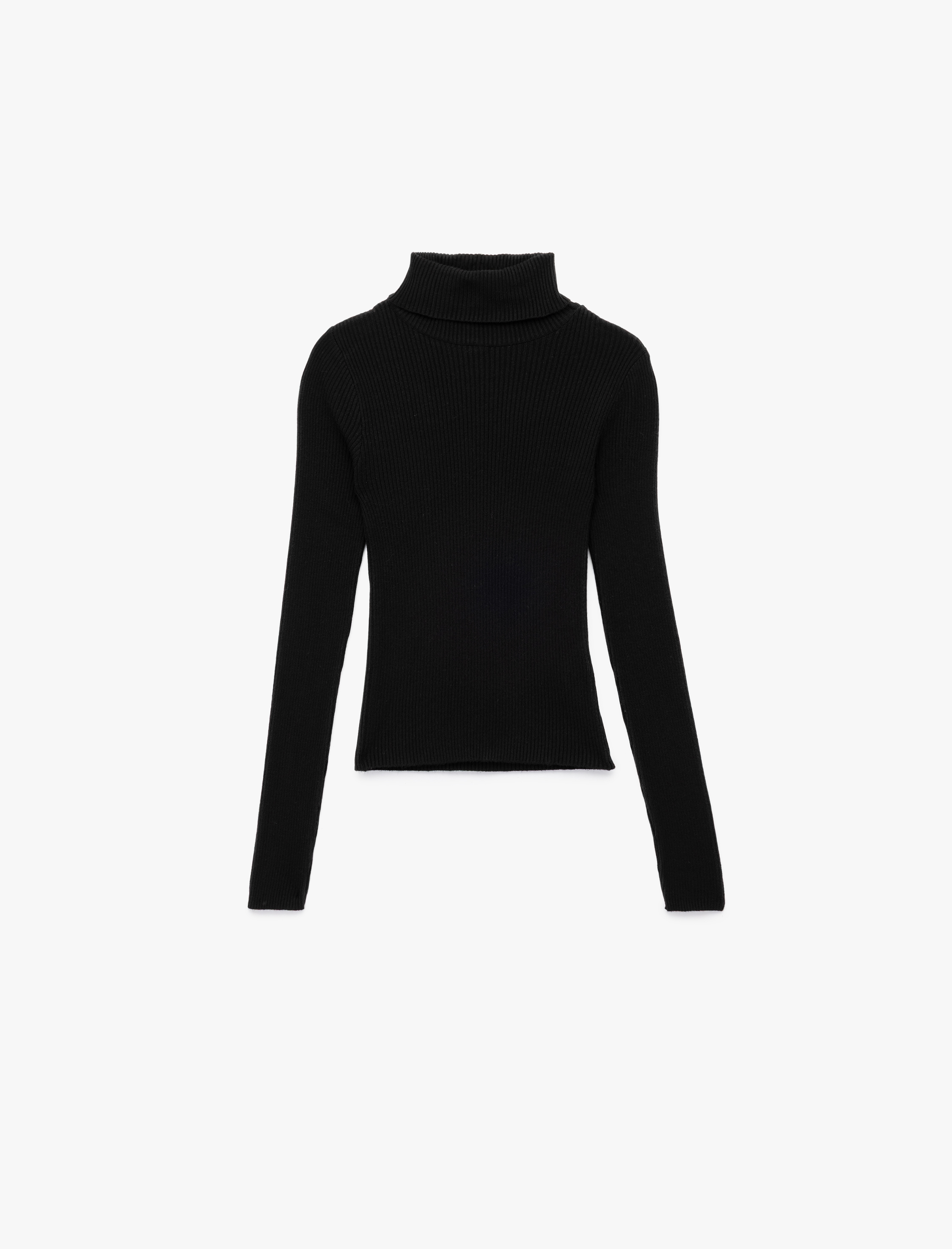   Uzun Kollu Viskon Karışımlı Balıkçı Yaka Kazak