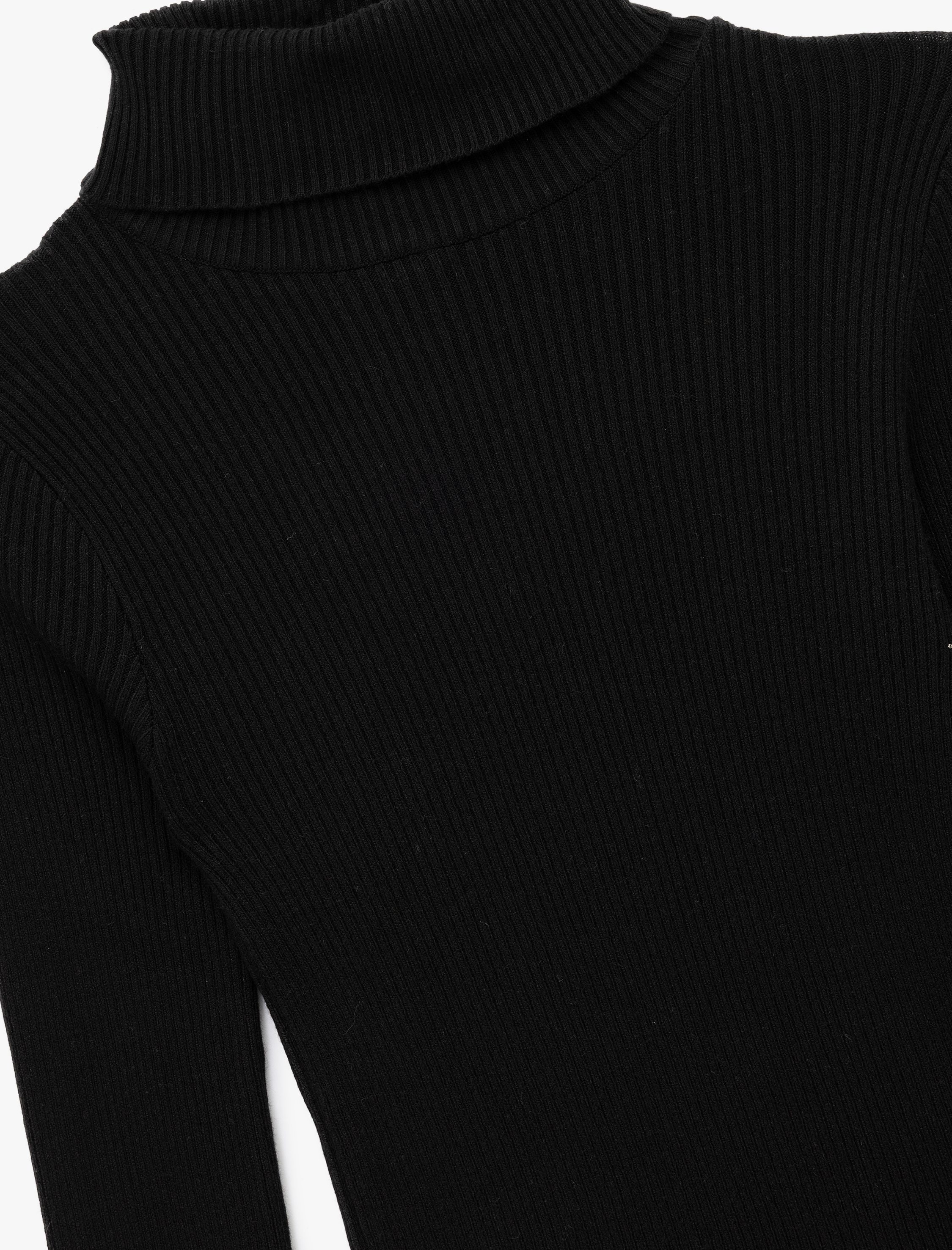   Uzun Kollu Viskon Karışımlı Balıkçı Yaka Kazak