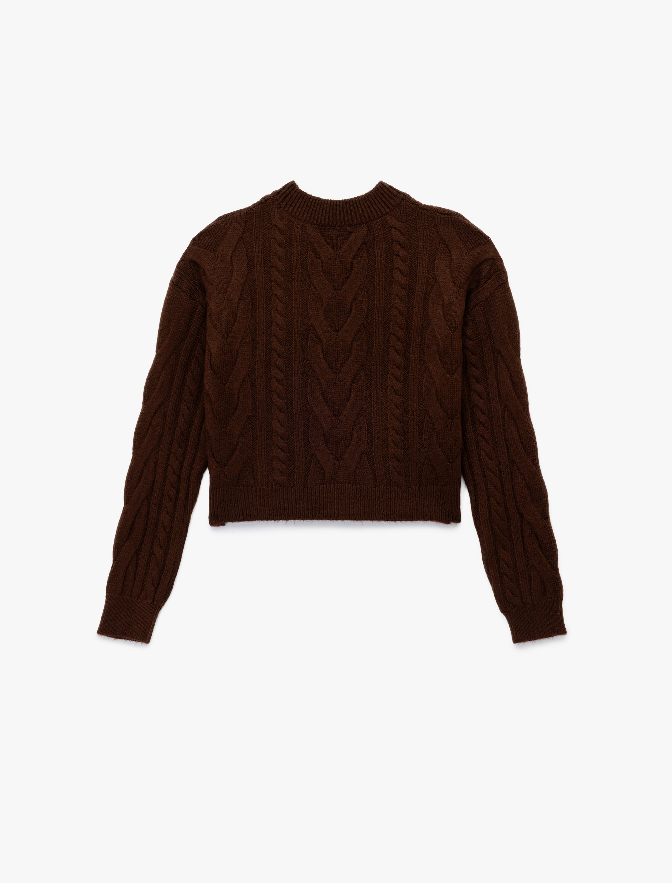   Uzun Kollu Bisiklet Yaka Saç Örgülü Triko Kazak