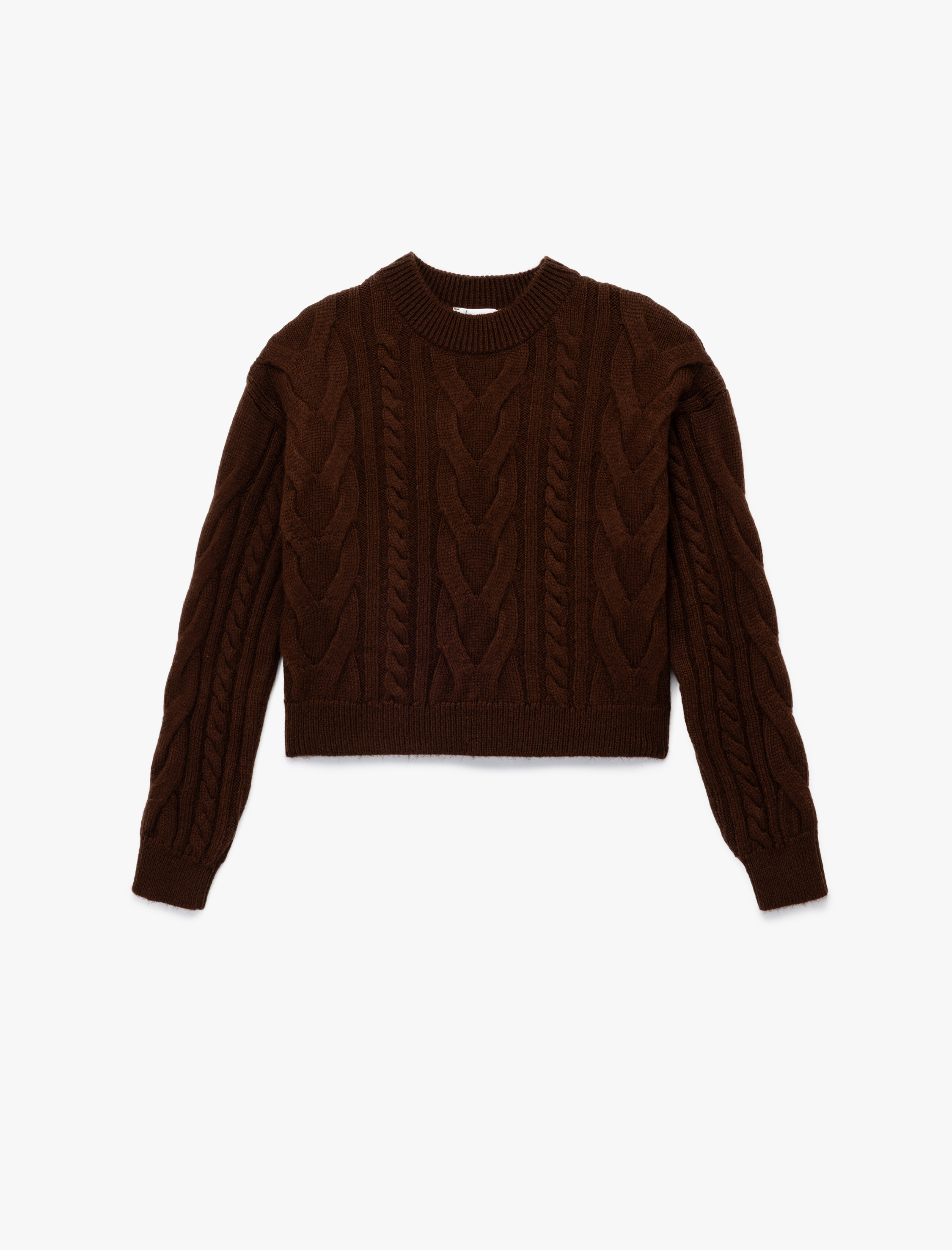   Uzun Kollu Bisiklet Yaka Saç Örgülü Triko Kazak