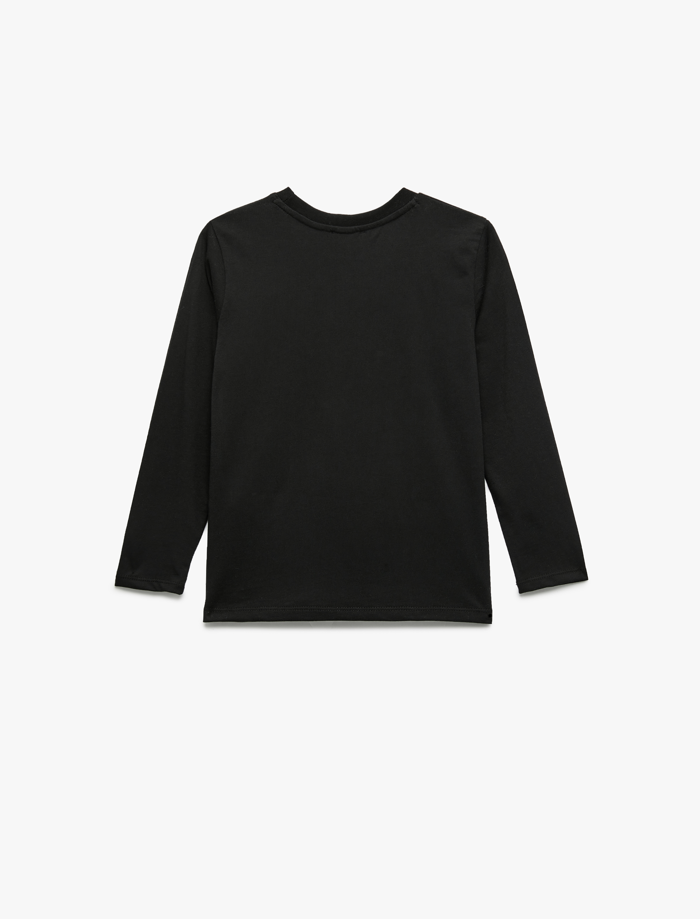  Kız Çocuk Baskılı Uzun Kollu Bisiklet Yaka Pamuklu Tişört