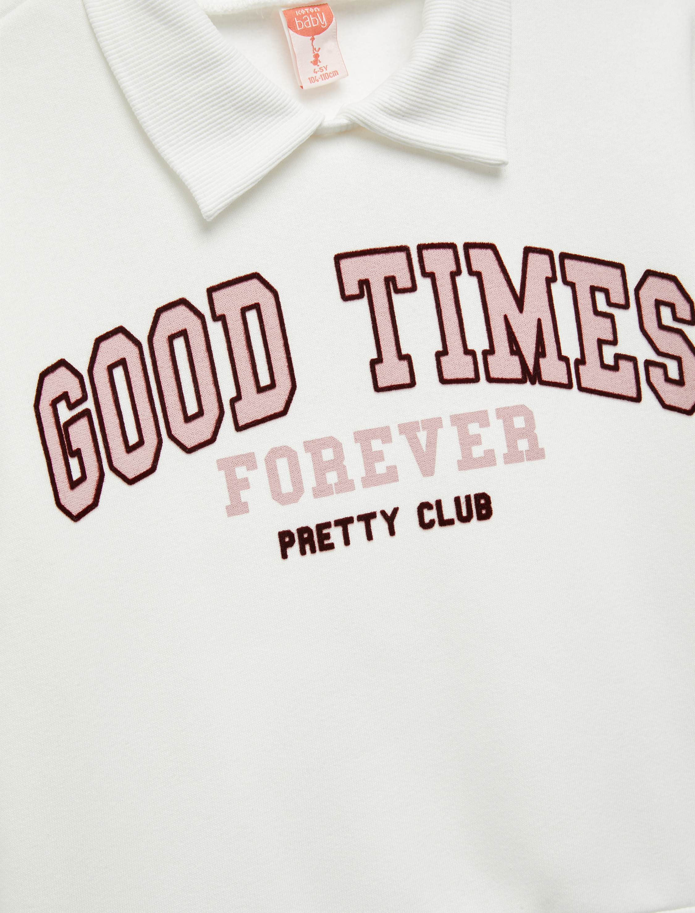  Kız Bebek Uzun Kollu Şardonlu Baskılı Polo Yaka Sweatshirt