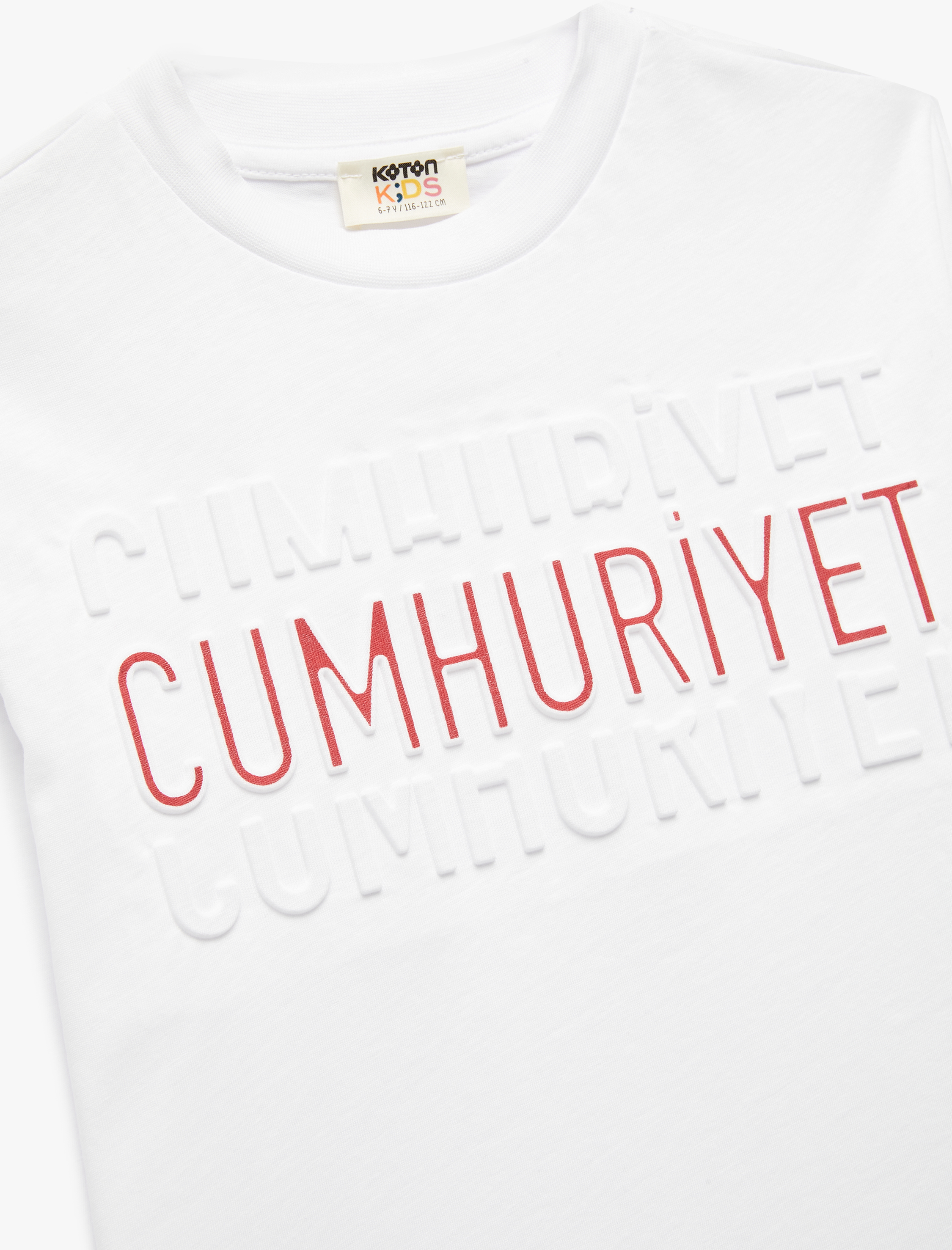  Erkek Çocuk Uzun Kollu Bisiklet Yaka Pamuklu Cumhuriyet Baskılı Tişört