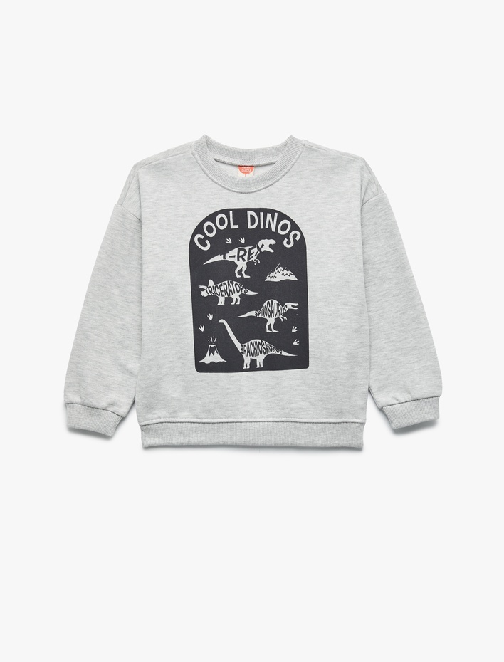 Erkek Bebek Baskılı Şardonlu Uzun Kollu Bisiklet Yaka Sweatshirt