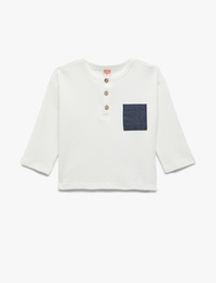 Pamuklu Uzun Kollu Bisiklet Yaka Tişört